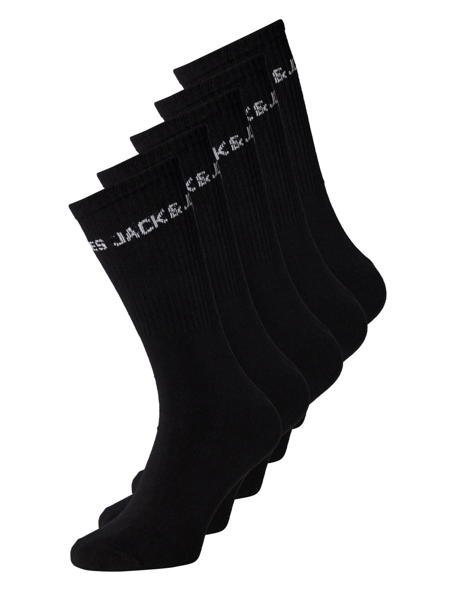 Jack & Jones Junior 5pk Cotton Rich Socks - 5-9 - Black, Black,White