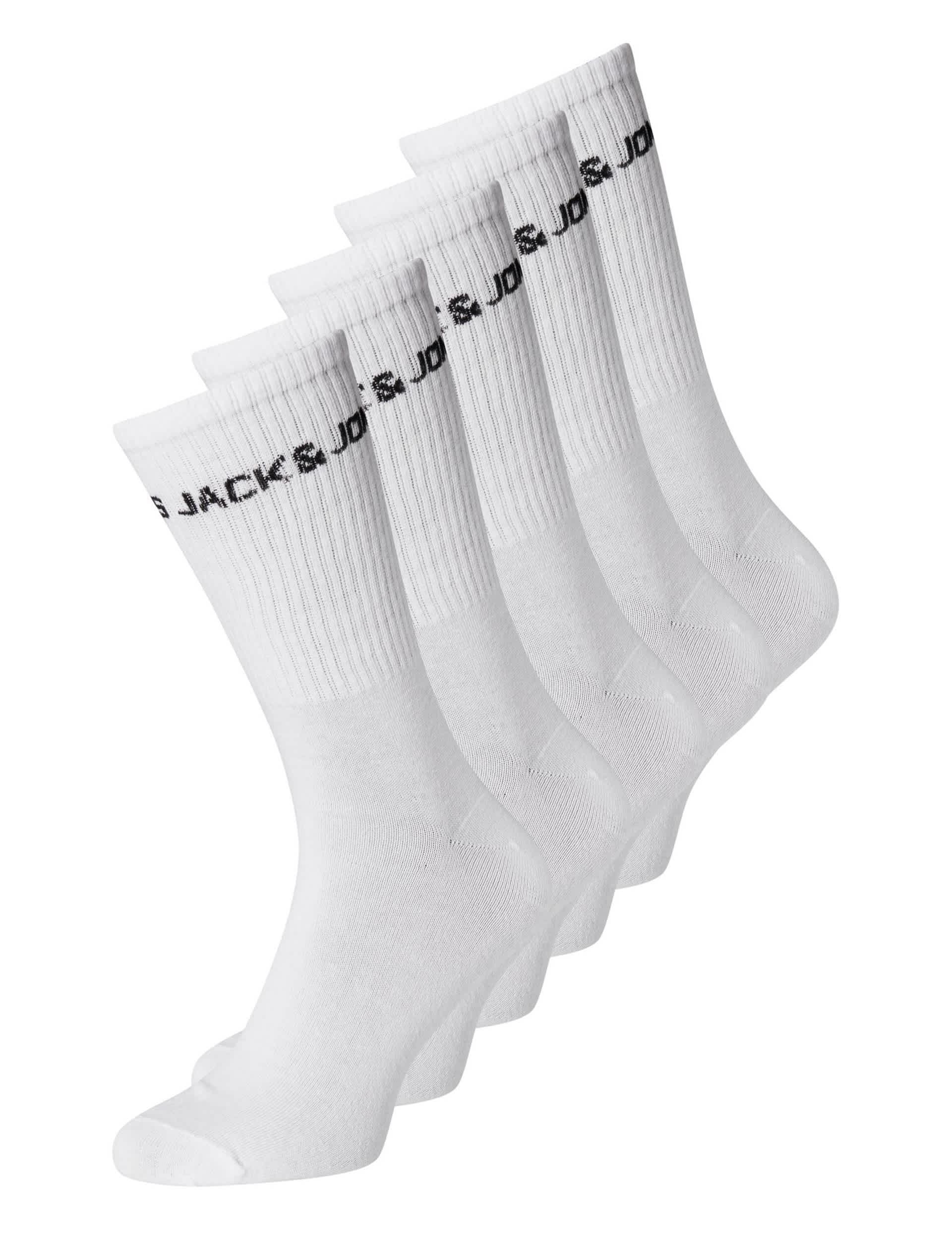 Jack & Jones Junior 5pk Cotton Rich Socks - 5-9 - White, Black,White