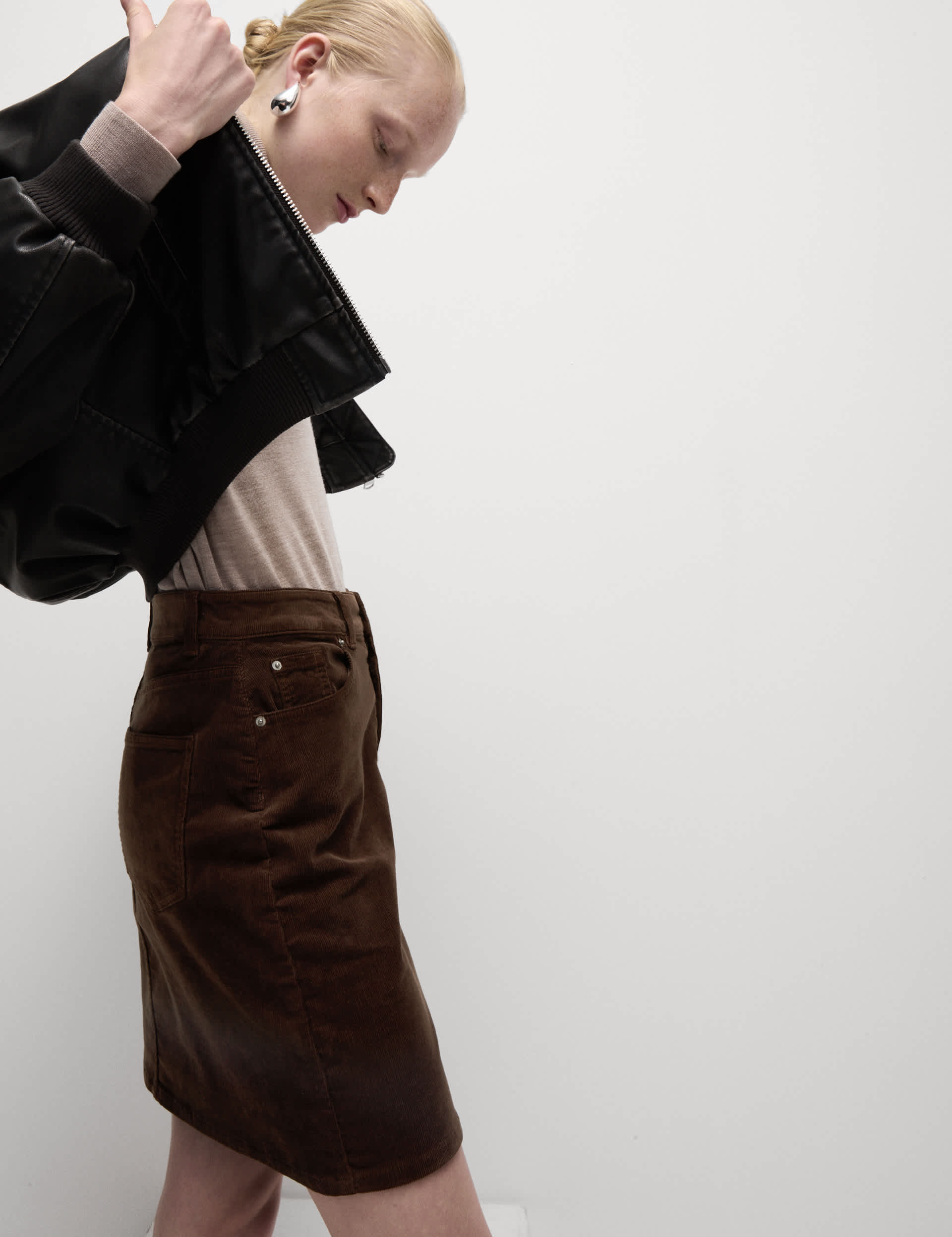 M&S Women's Cotton Rich Cord Mini Skirt