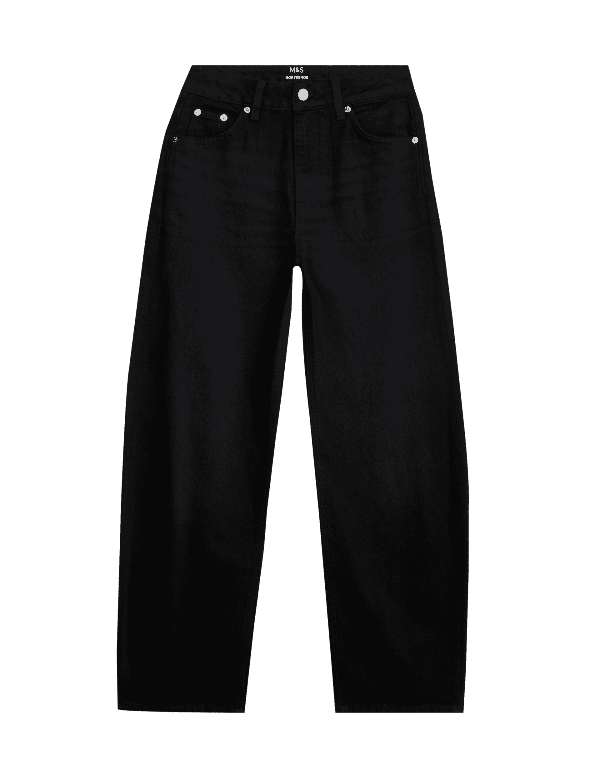 M&S Collection Women's Mid Rise Relaxed Horseshoe Jeans - 12REG - Black, Medium Indigo,Black