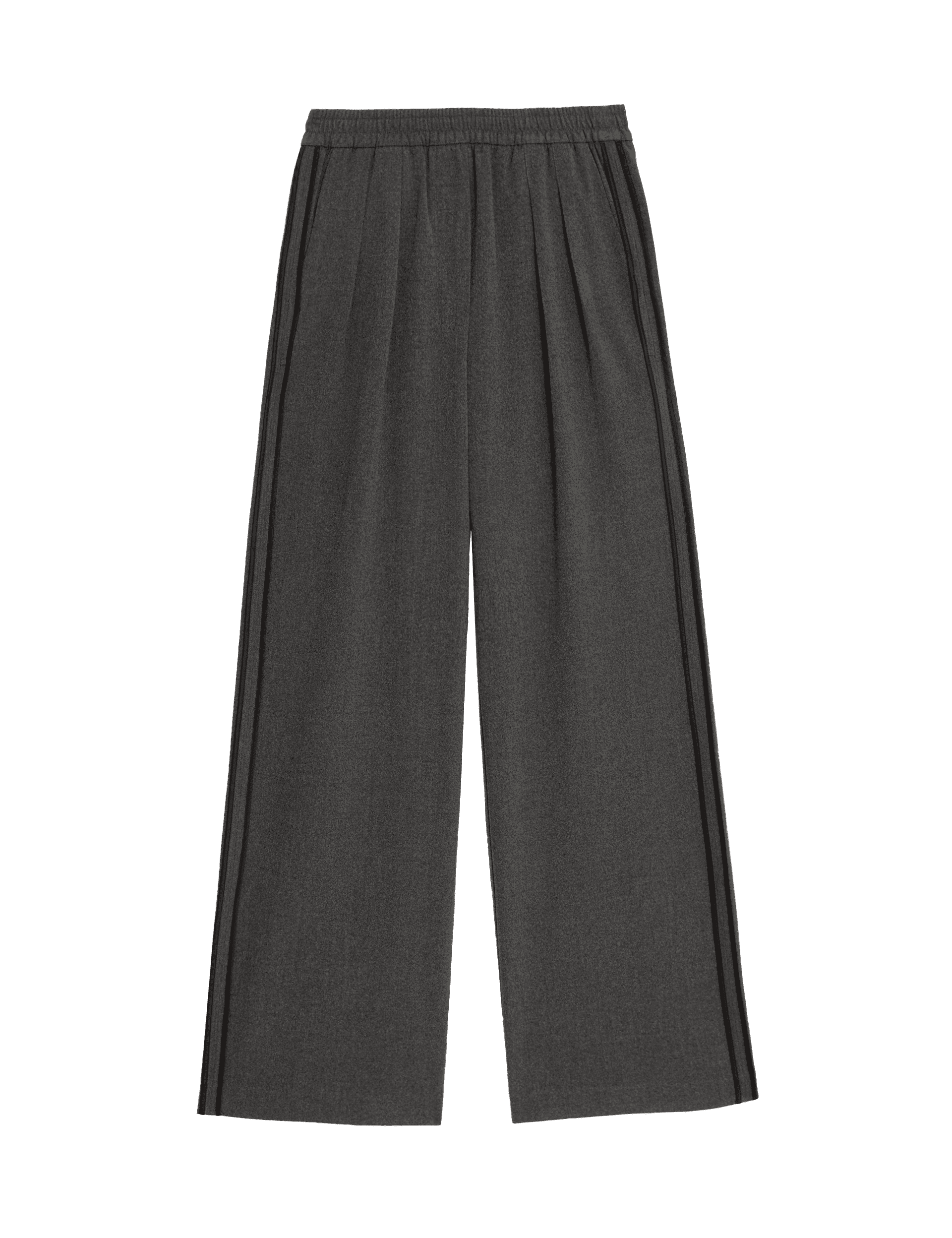 M&S Collection Women's Side Stripe Pull On Wide Leg Trousers - 14SHT - Mid Grey Marl, Mid Grey Marl