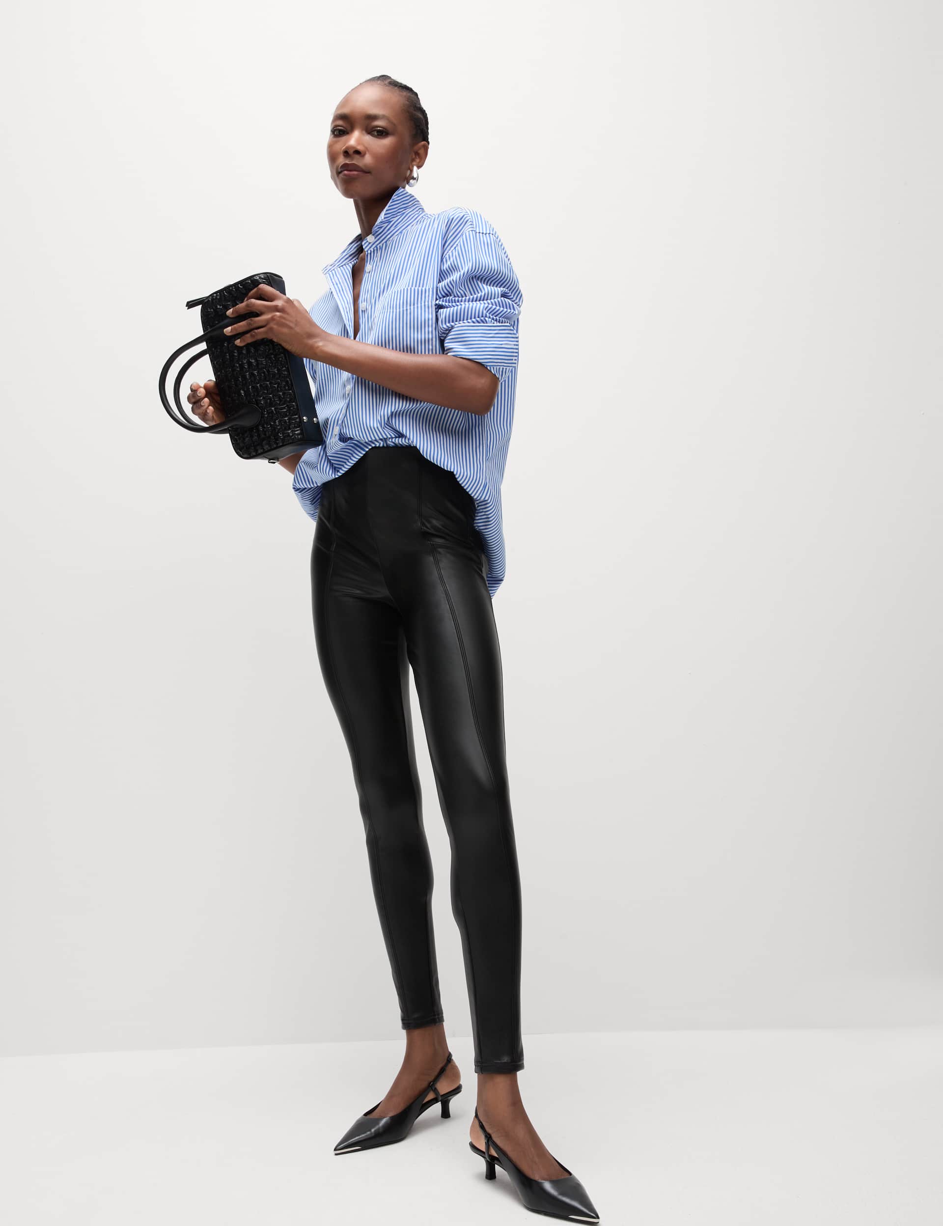 M&S Women's Leather Look Leggings