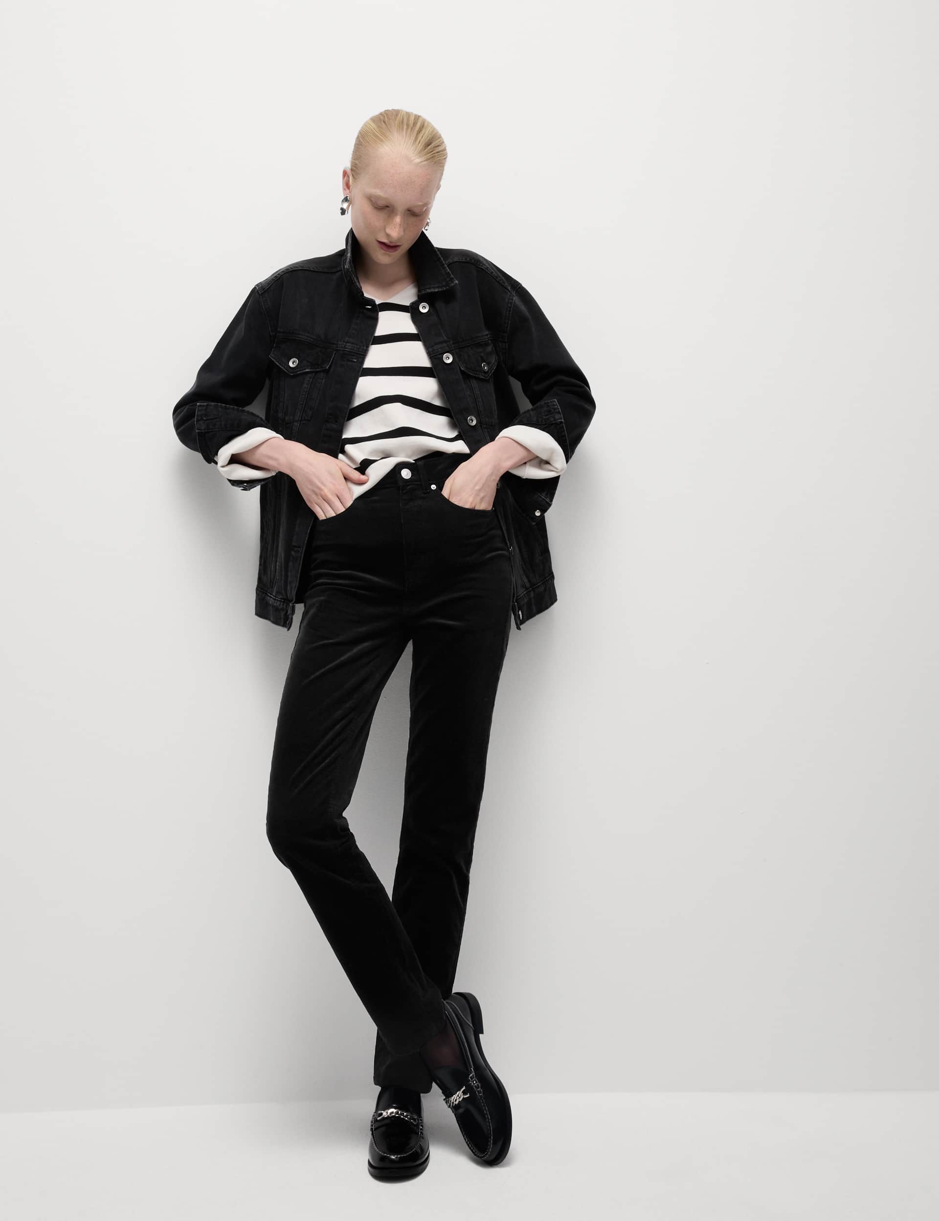 M&S Women's Cord Straight Leg Trousers