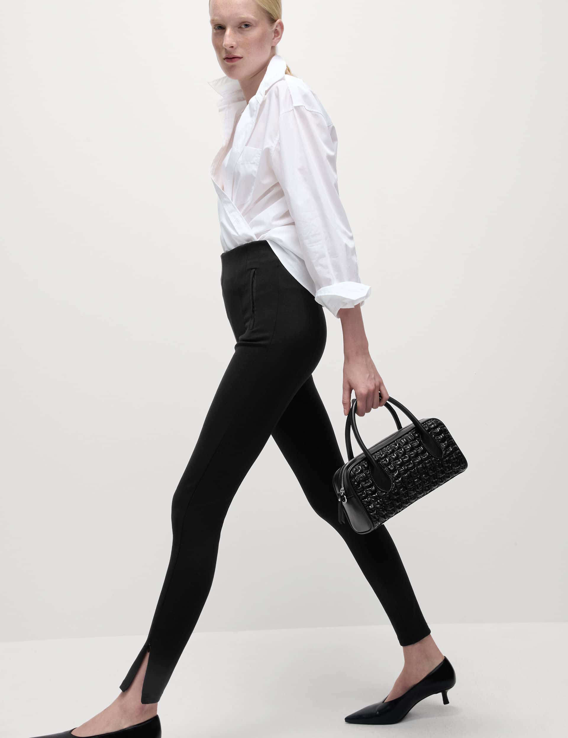 M&S Women's Ponte High Waisted Ankle Grazer Leggings