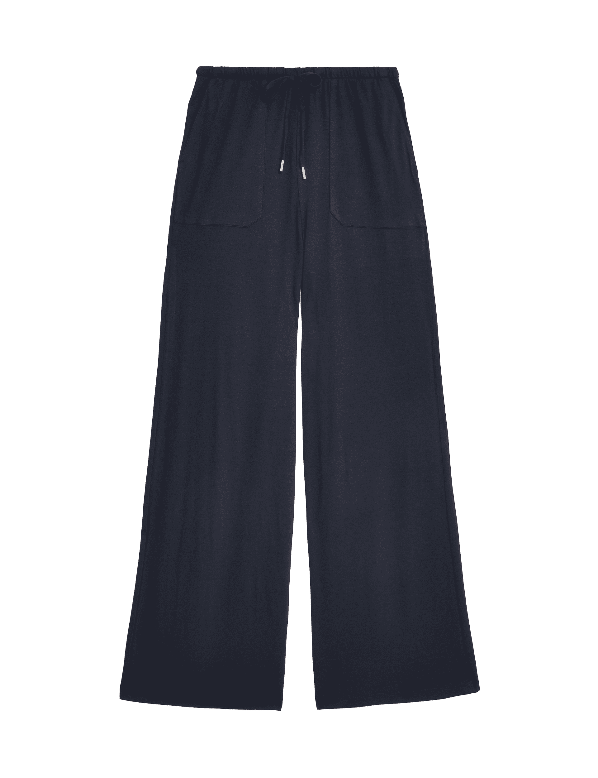 M&S Collection Women's Jersey Wide Leg Trousers - 20REG - Midnight Navy, Black,Midnight Navy