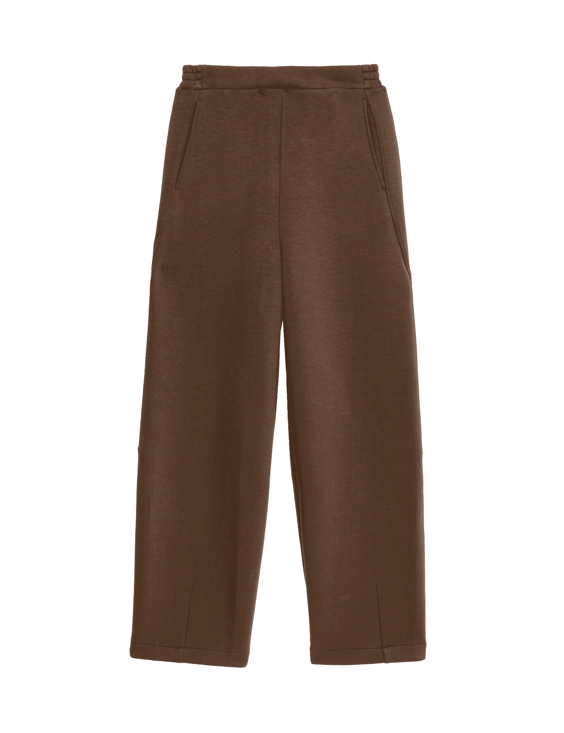 M&S Collection Women's Scuba Barrel Joggers - 20LNG - Dark Chocolate, Black,Dark Chocolate,Ecru