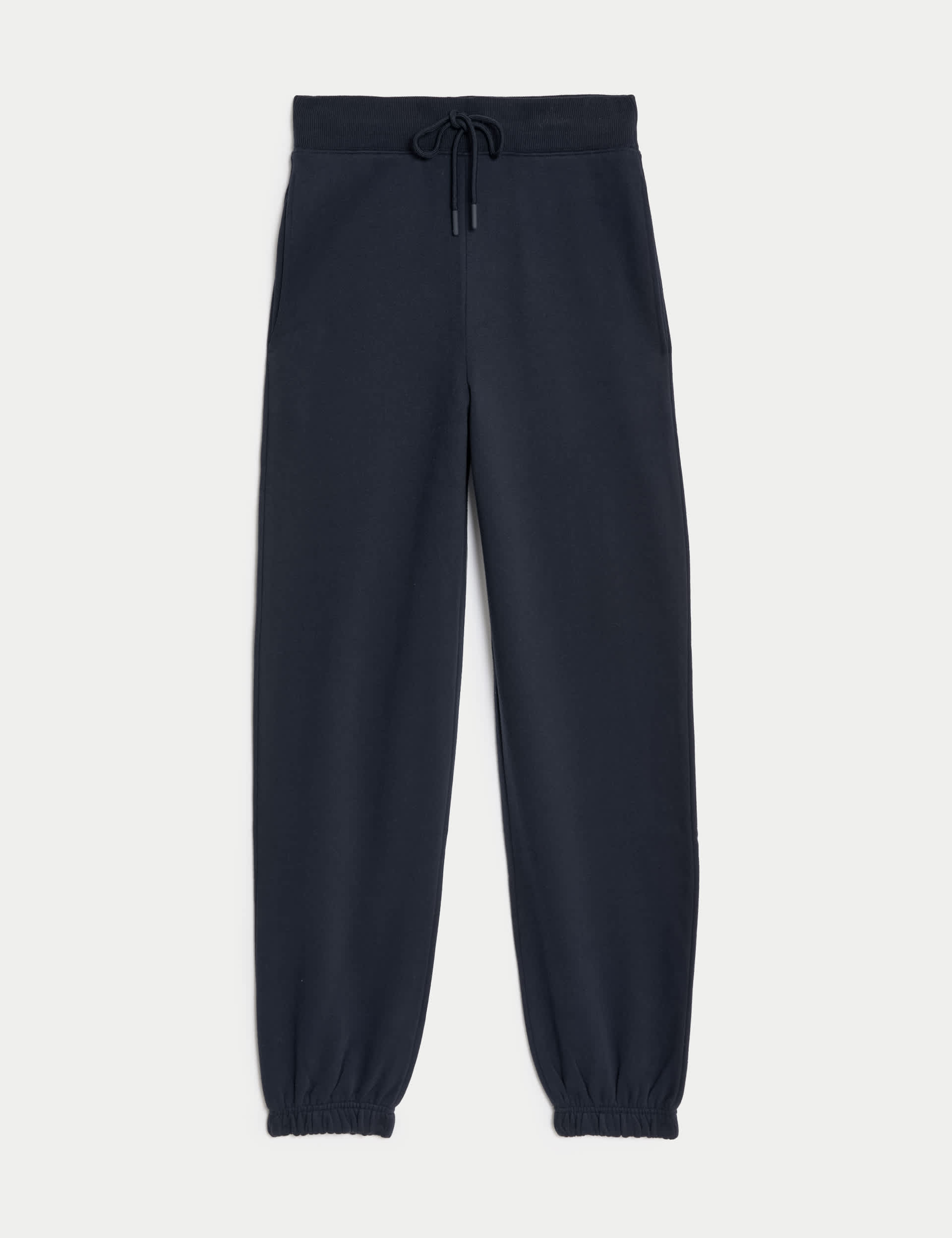 M&S Women's Cotton Rich Drawstring Cuffed Joggers - 12SHT - Navy, Black,Navy,Grey Marl,Light Airforc