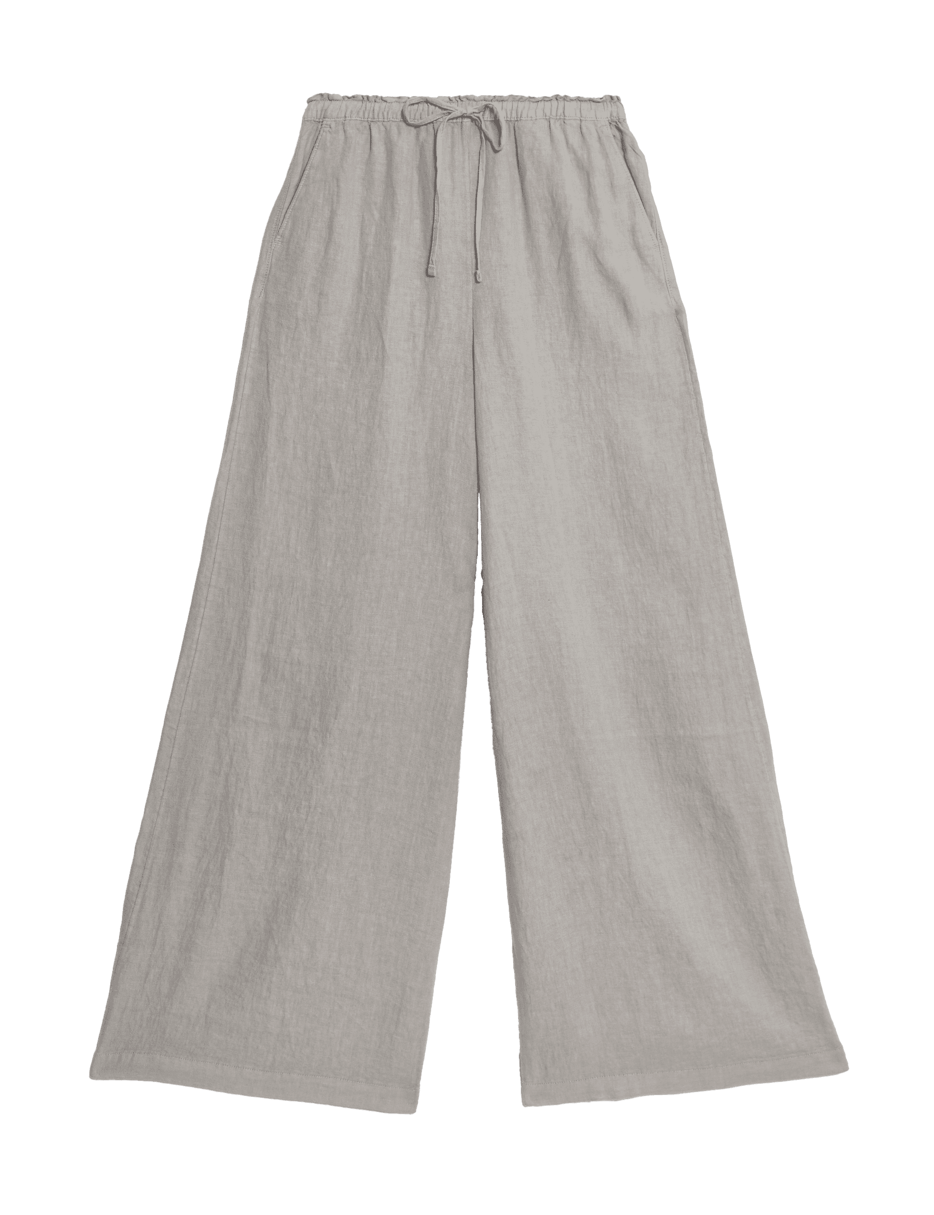 M&S Collection Women's Pure Linen Palazzo Trousers - 12REG - Grey, Natural Beige,Grey,Ecru