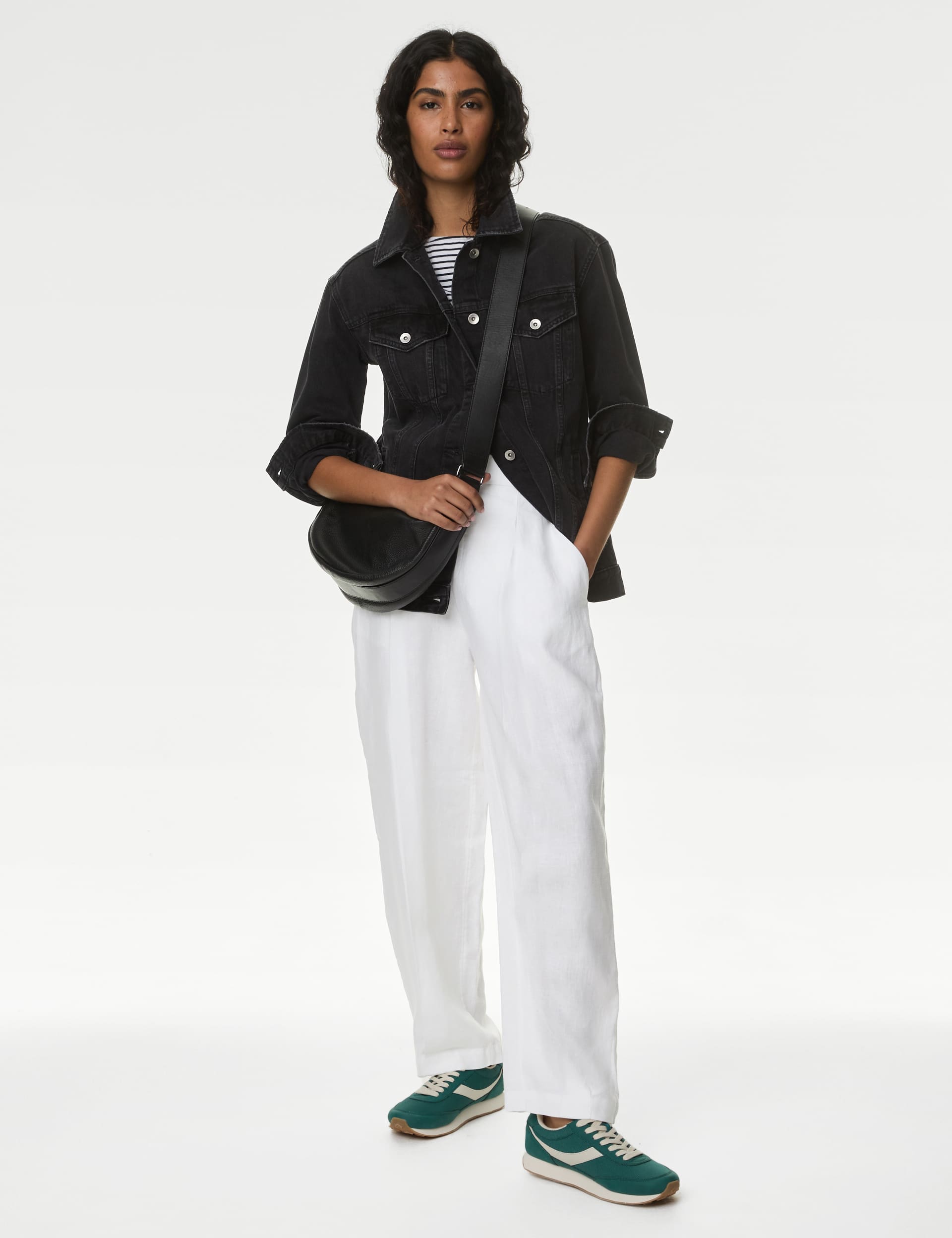 M&S Women's Pure Linen Carrot Leg Trousers