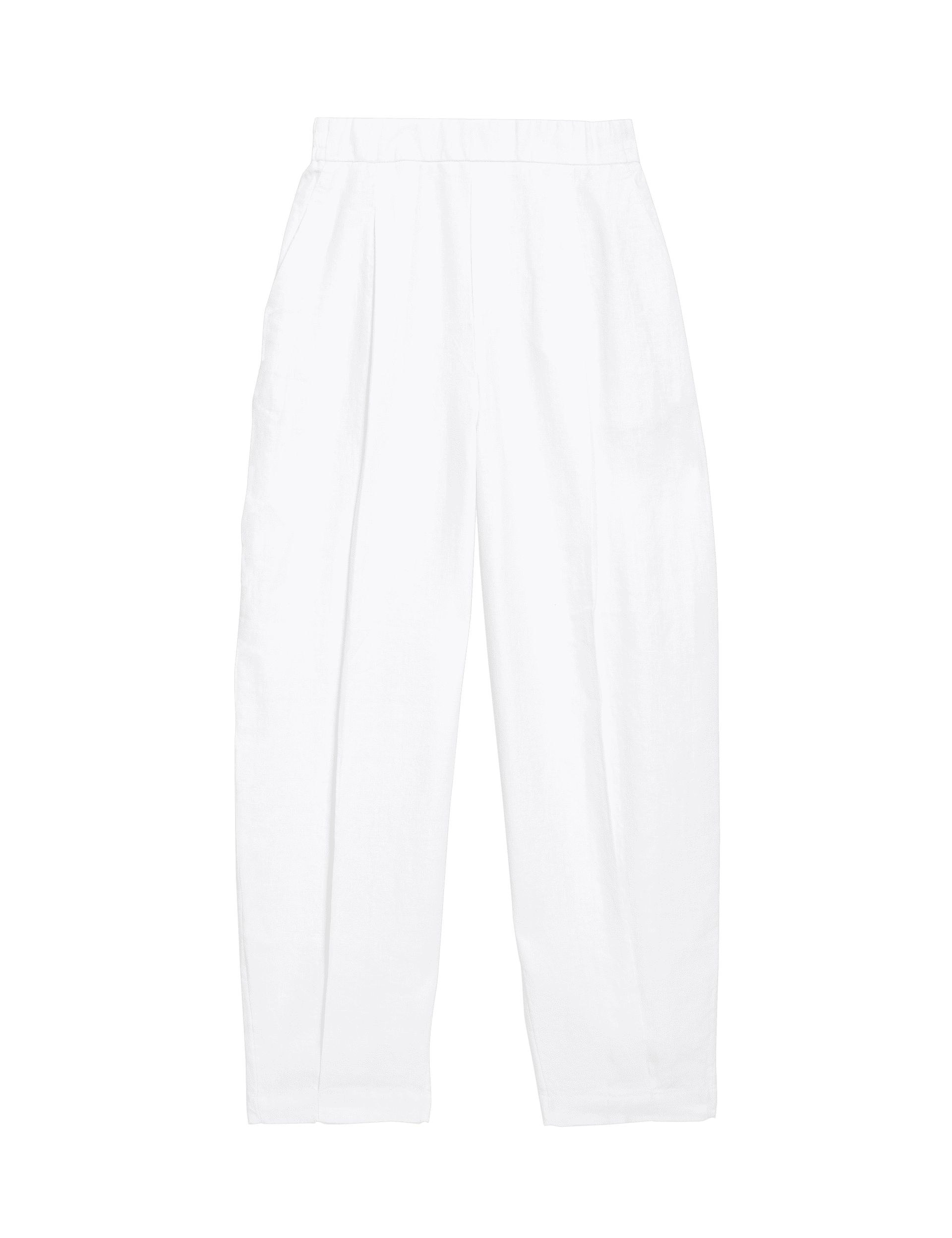 M&S Collection Women's Pure Linen Carrot Leg Trousers - 10REG - Soft White, Black,Soft White