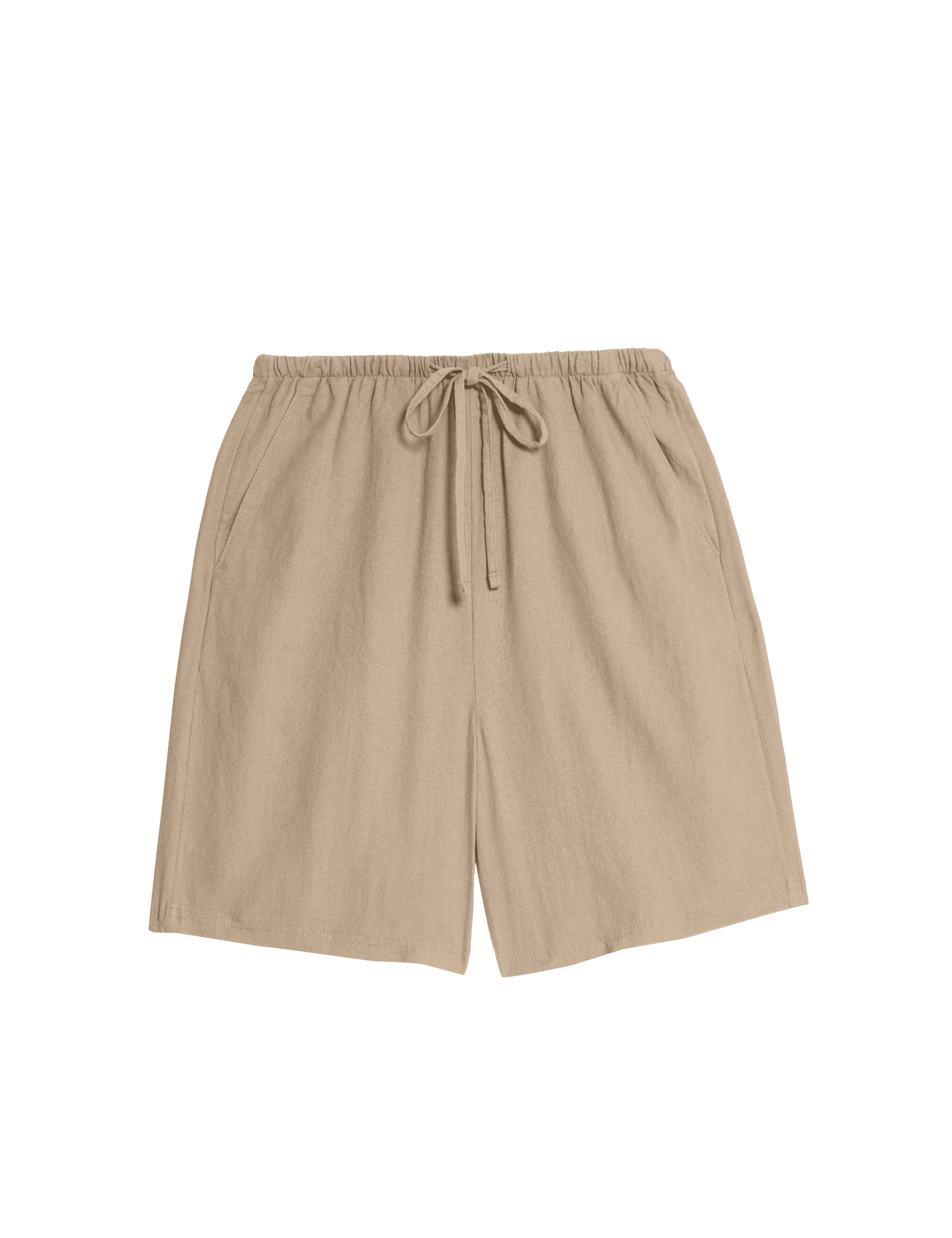 M&S Collection Women's Linen Rich High Waisted Shorts - 12 - Beige, Beige,Navy,Black,White