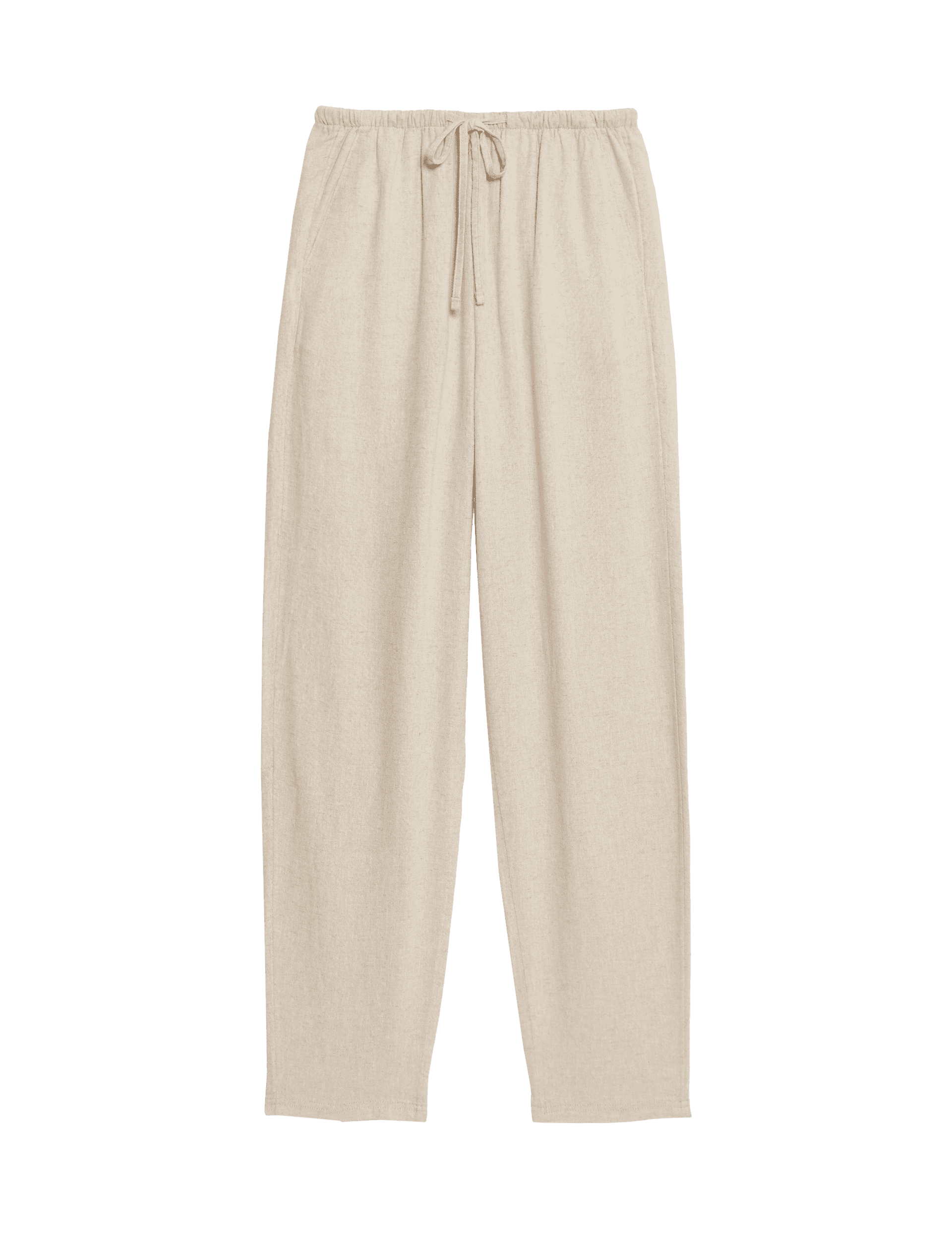 M&S Collection Women's Linen-Rich Drawstring Tapered Trousers - 14SHT - Oatmeal, Oatmeal,Black,White