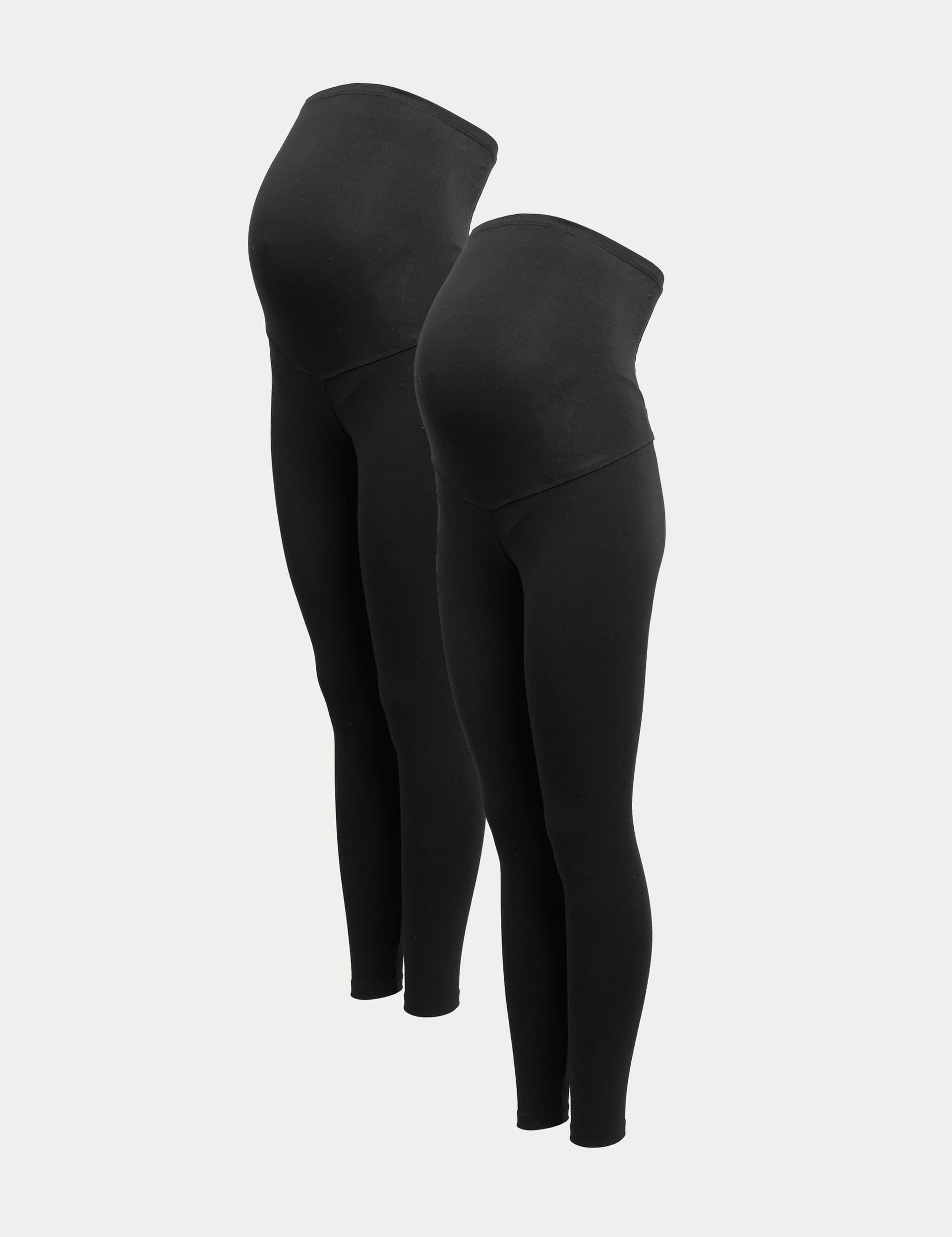 M&S Women's Maternity 2pk Over Bump Leggings - 20REG - Black, Black