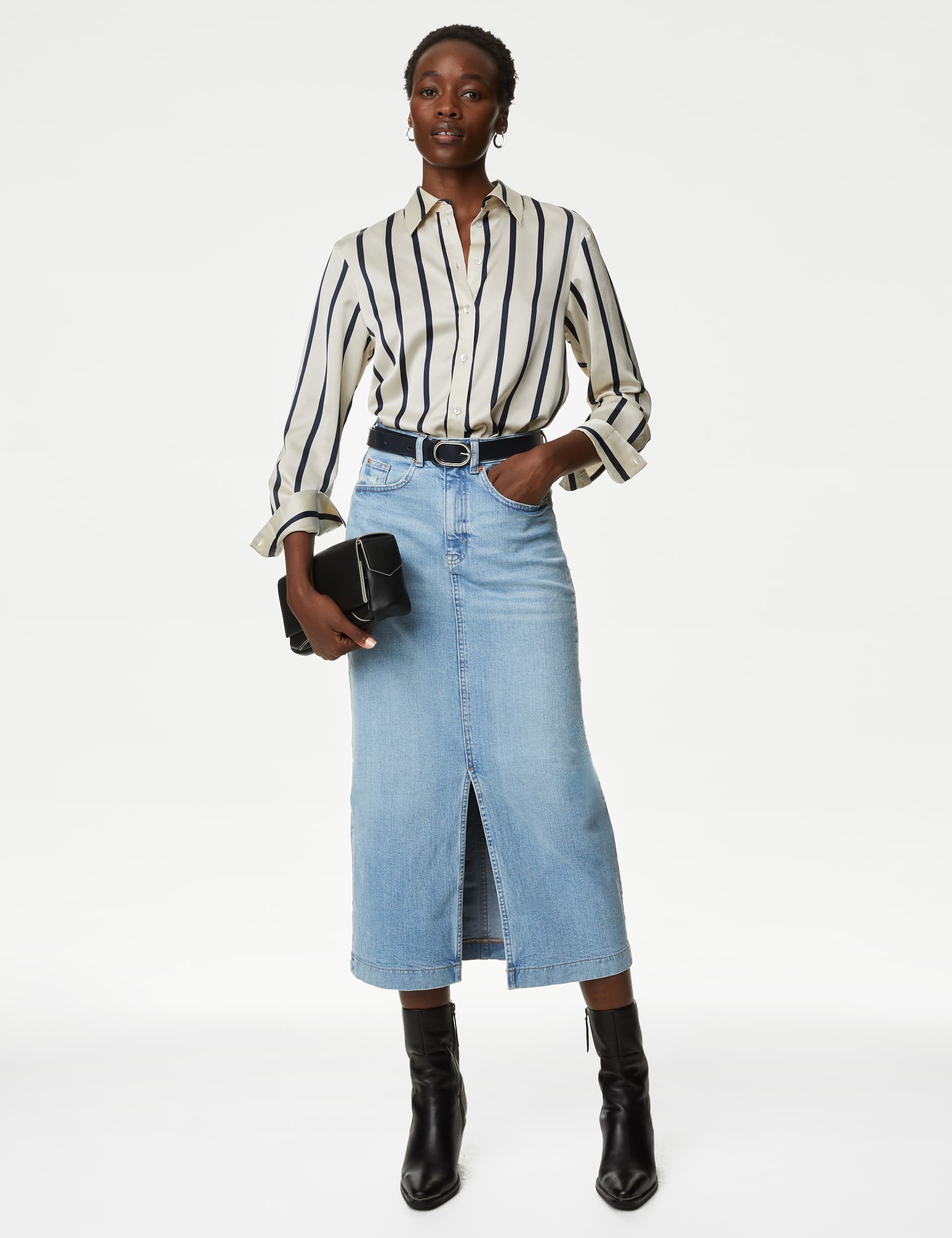 M&S Women's Denim Midi Skirt