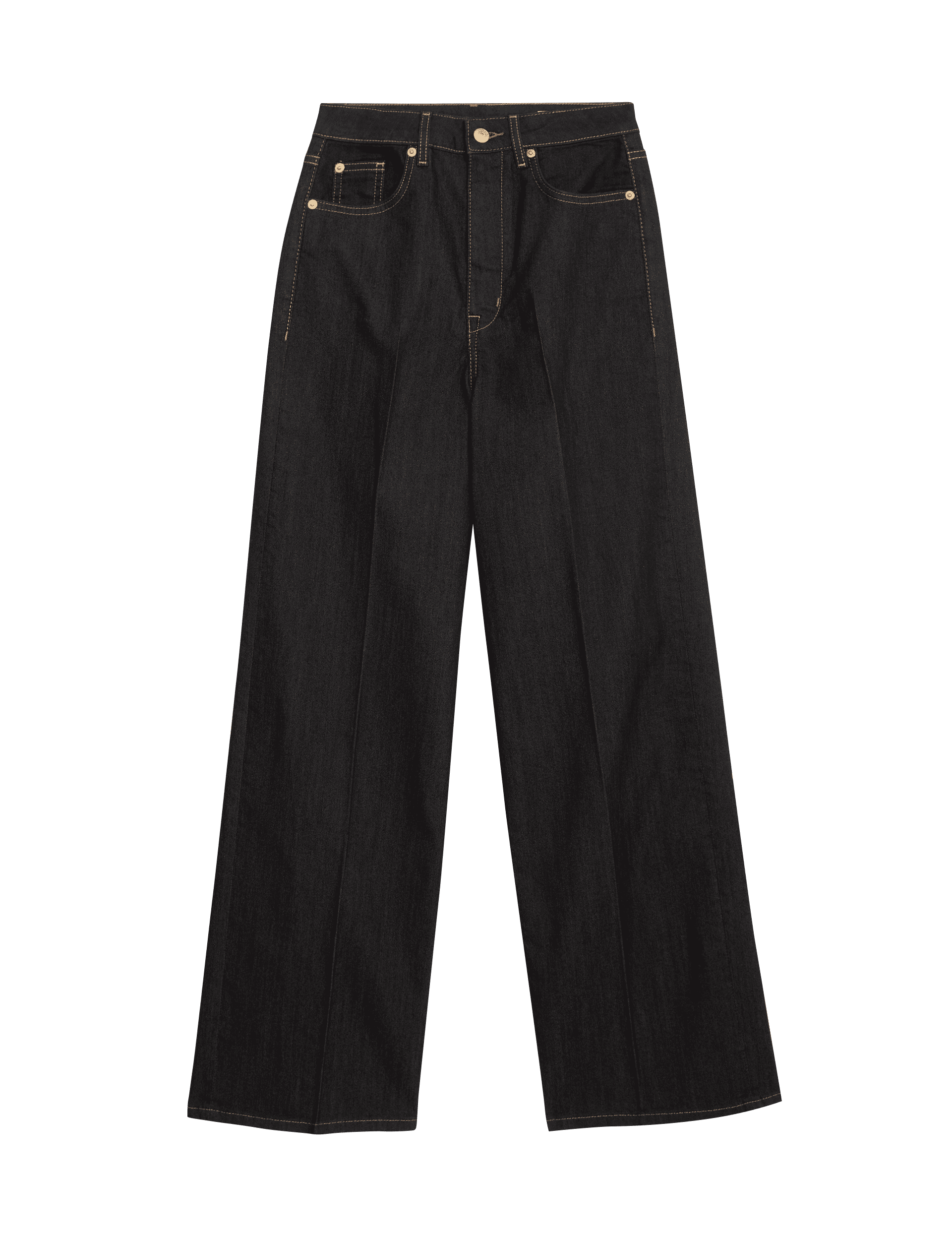 M&S Collection Women's High Waisted Smart Wide Leg Jeans - 12SHT - Black, Indigo Mix,Black