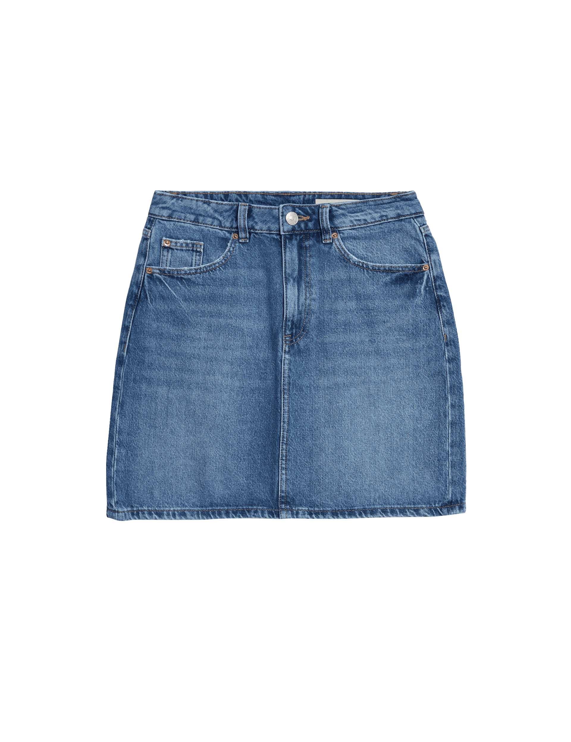 M&S Collection Women's Denim Mini Skirt - 10 - Light Indigo, Light Indigo,Medium Indigo