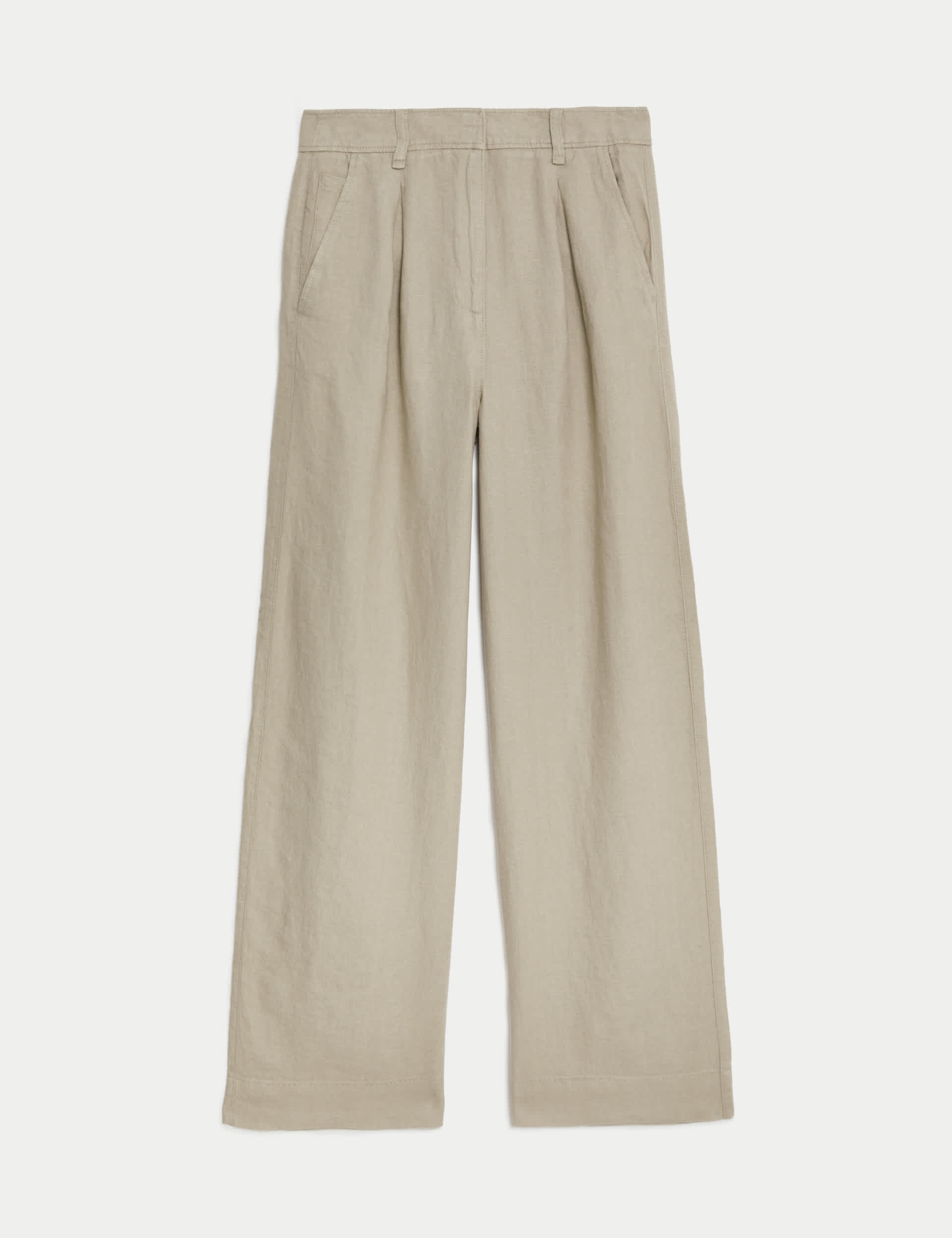 M&S Collection Women's Pure Linen Wide Leg Trousers - 20REG - Natural Beige, Black,Soft White,Natura