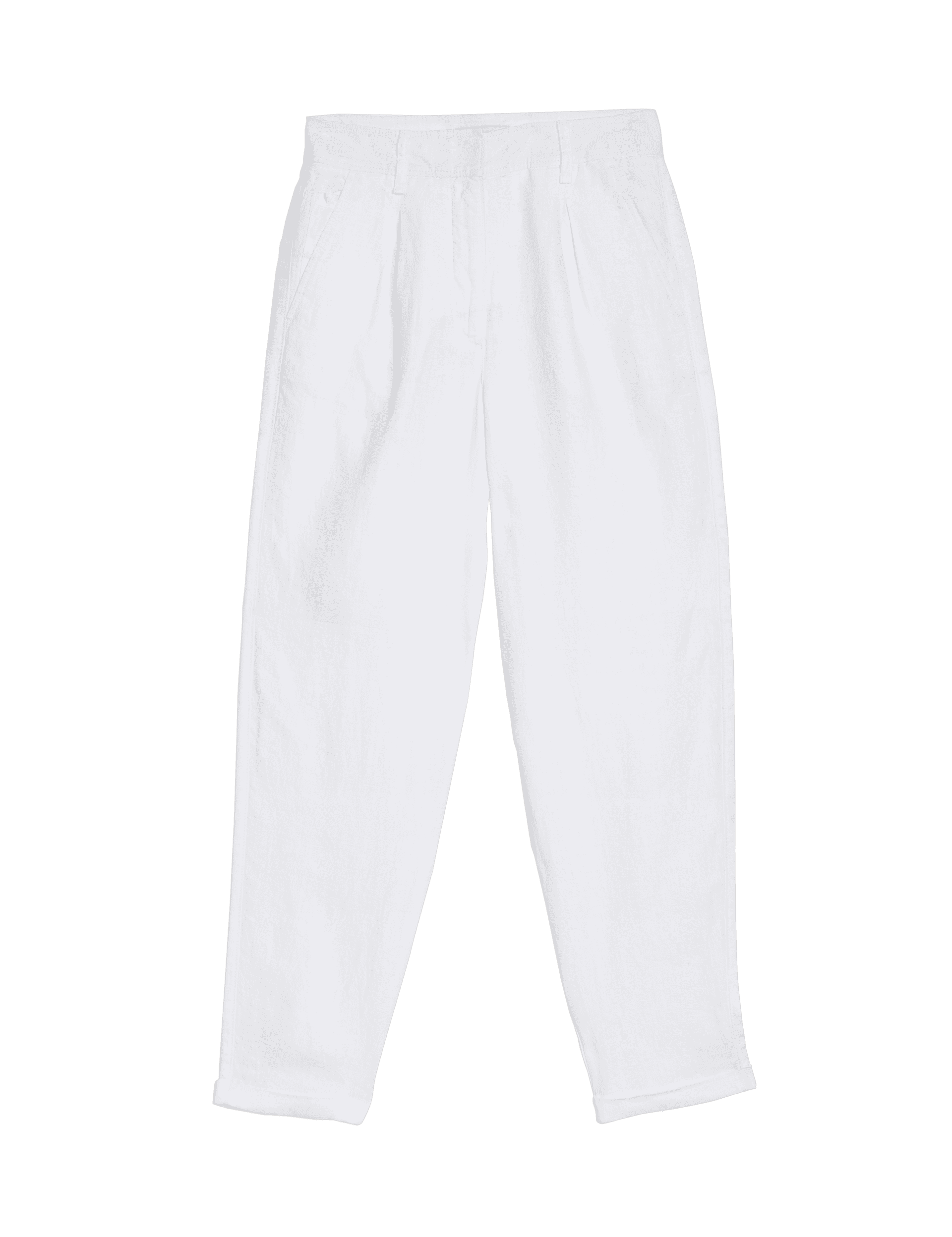 M&S Collection Women's Pure Linen Tapered Trousers - 20REG - Soft White, Navy,Black,Soft White,Natur