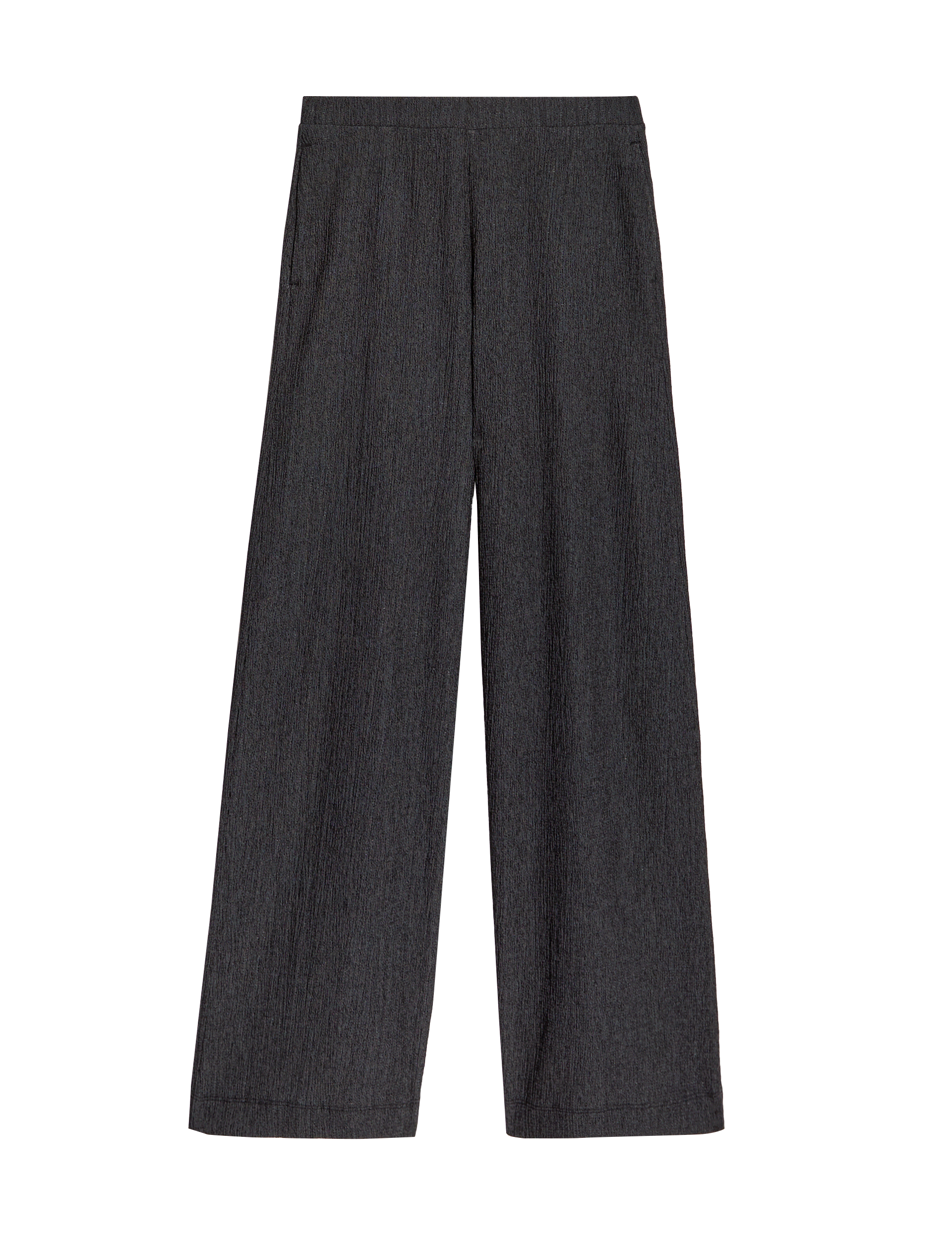 M&S Collection Women's Textured Wide Leg Trousers - 14SHT - Black, Mocha,Black