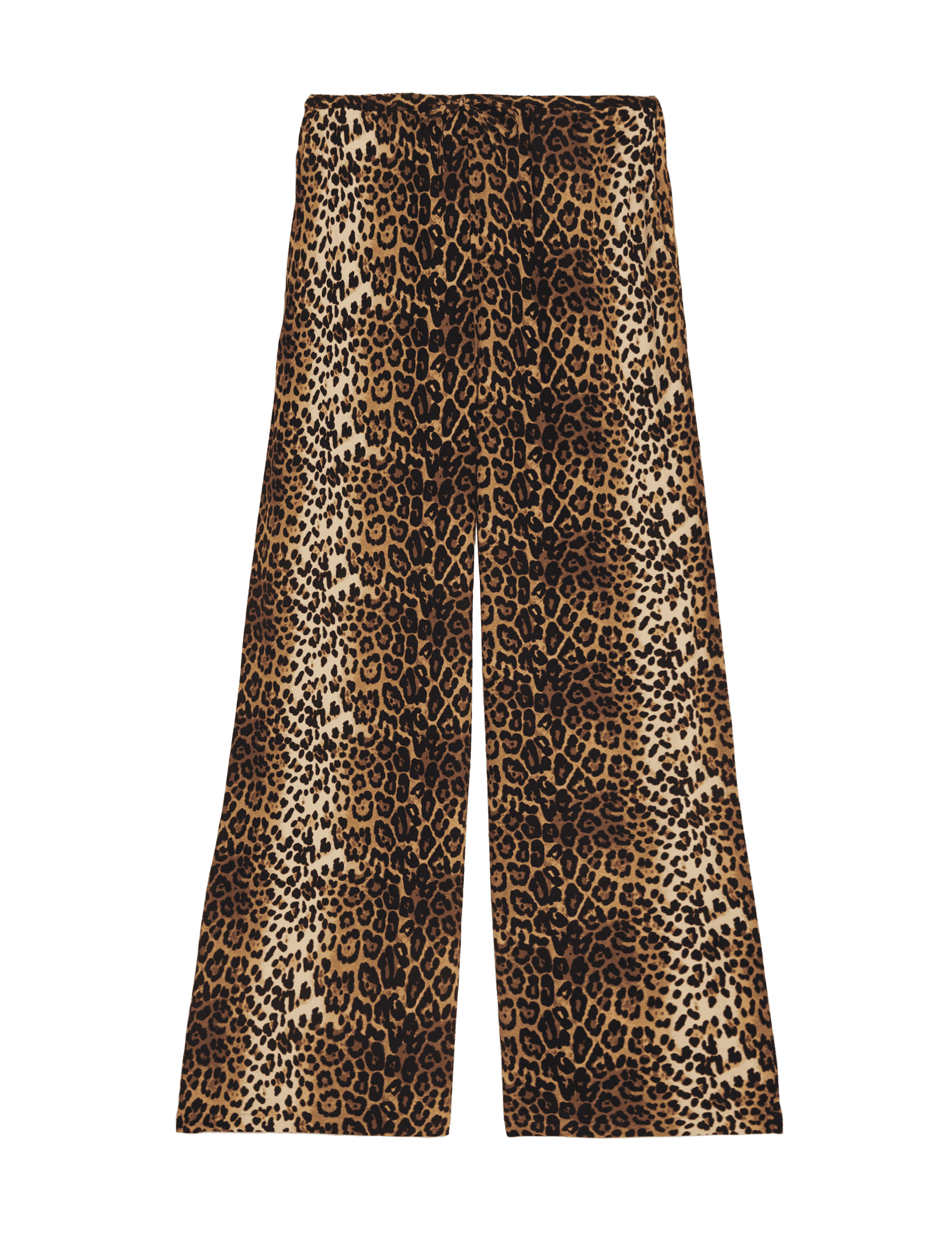 M&S Collection Women's Animal Print Drawstring Wide Leg Trousers - 14SHT - Brown Mix, Brown Mix,Blac