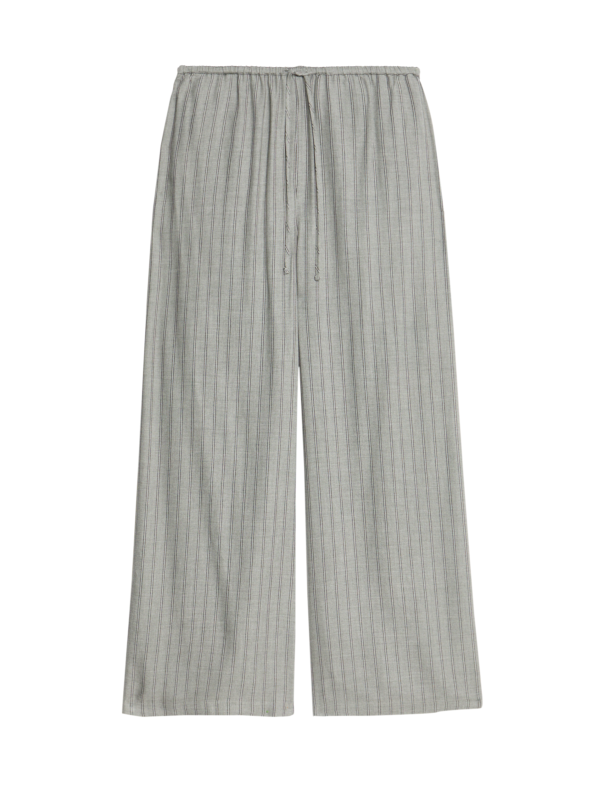 M&S Collection Women's Striped Drawstring Wide Leg Trousers - 12SHT - Grey Mix, Grey Mix