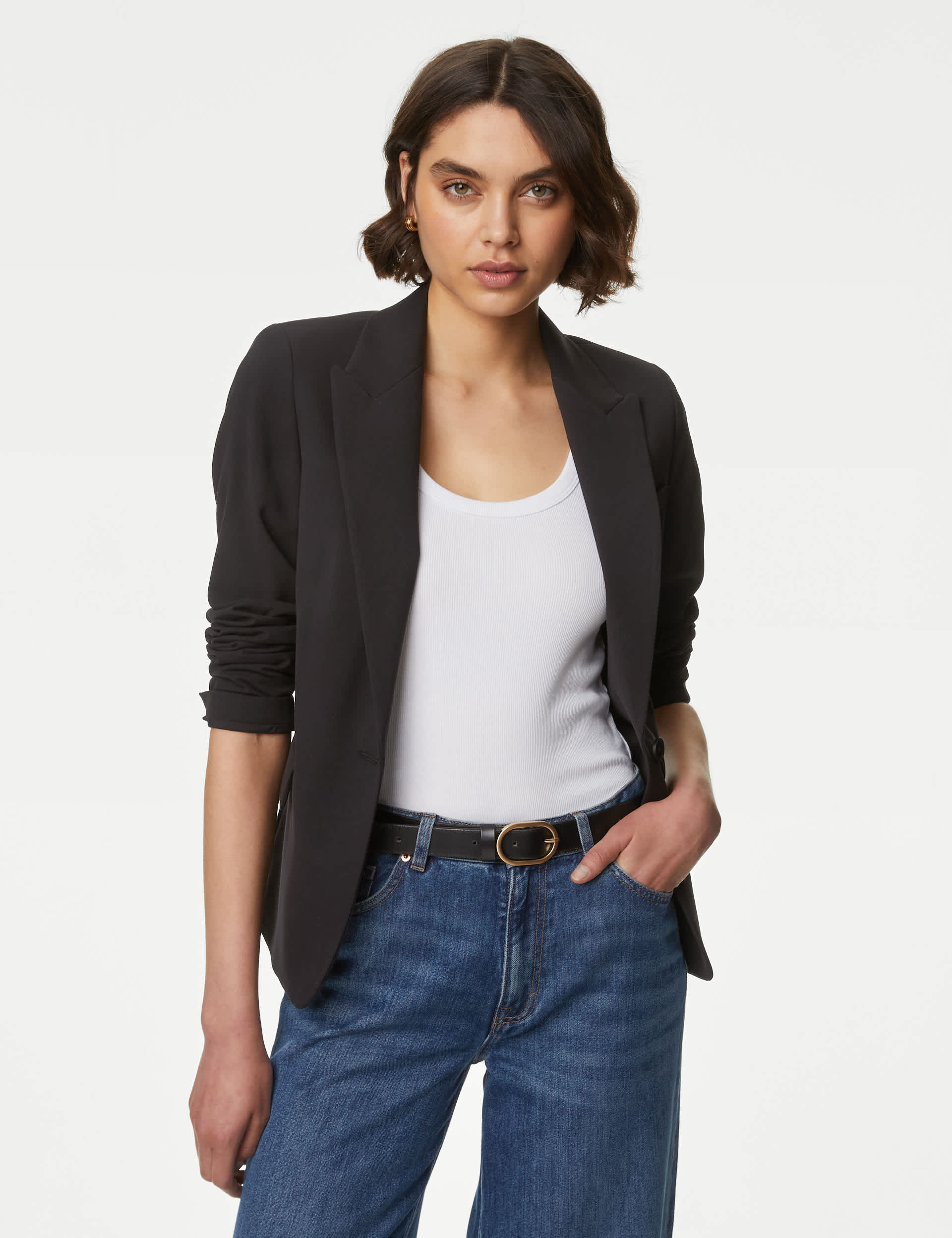 M&S Women's Slim Single Breasted Blazer - 24 - Black, Black