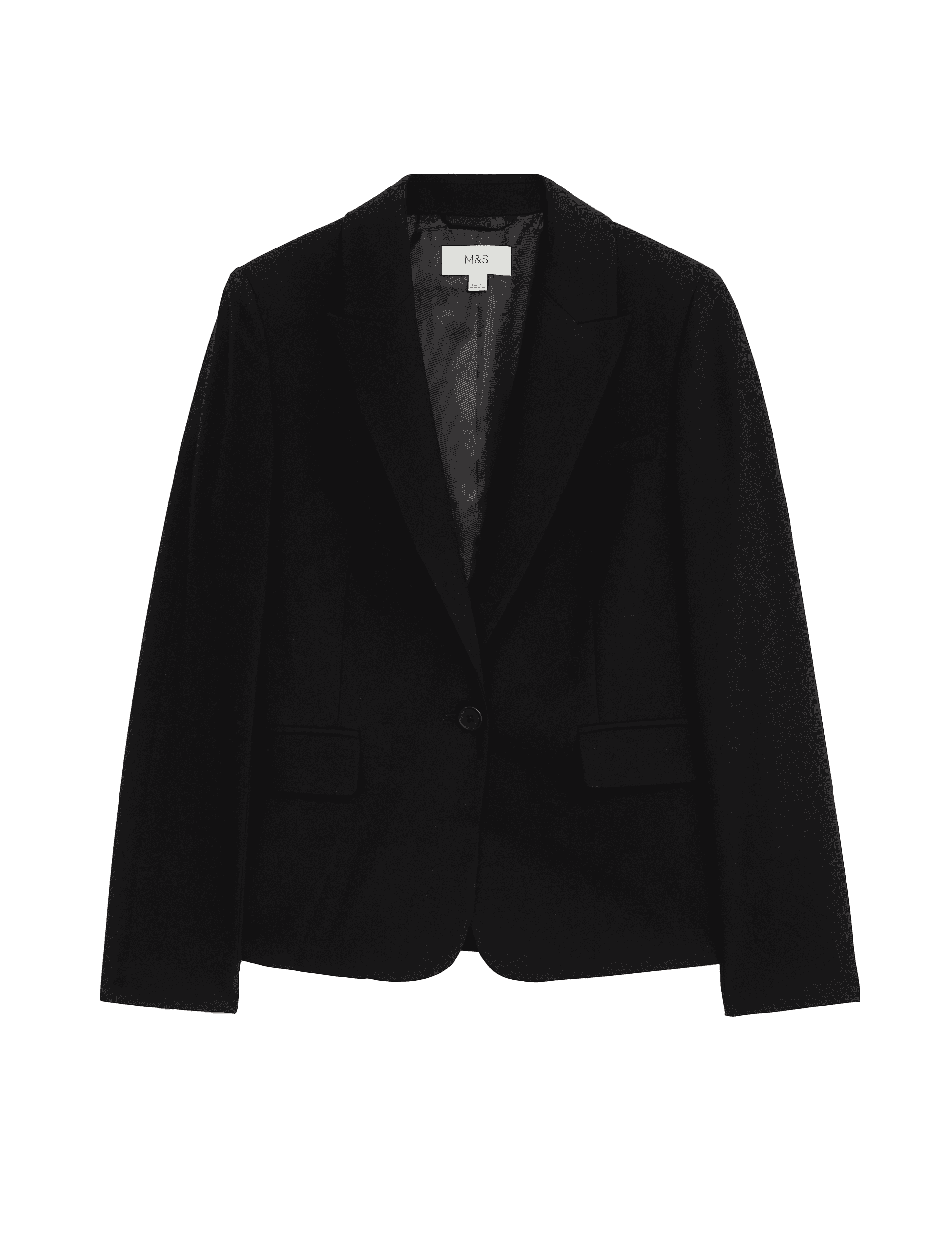 M&S Collection Women's Slim Single Breasted Blazer - 14REG - Black, Black,Dark Navy