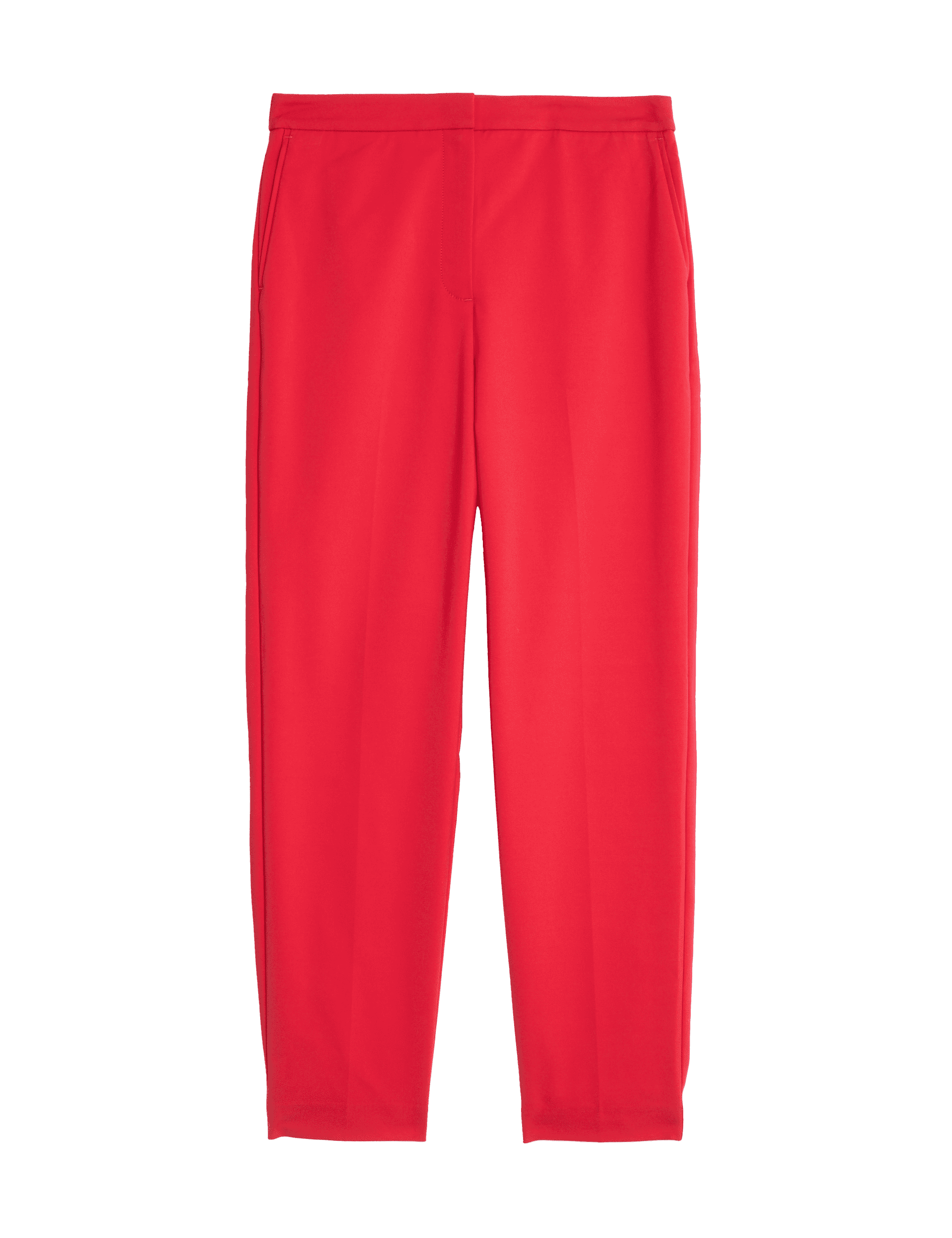 M&S Collection Women's Cotton Blend Slim Fit Ankle Grazer Trousers - 16REG - Red Orchid, Red Orchid,