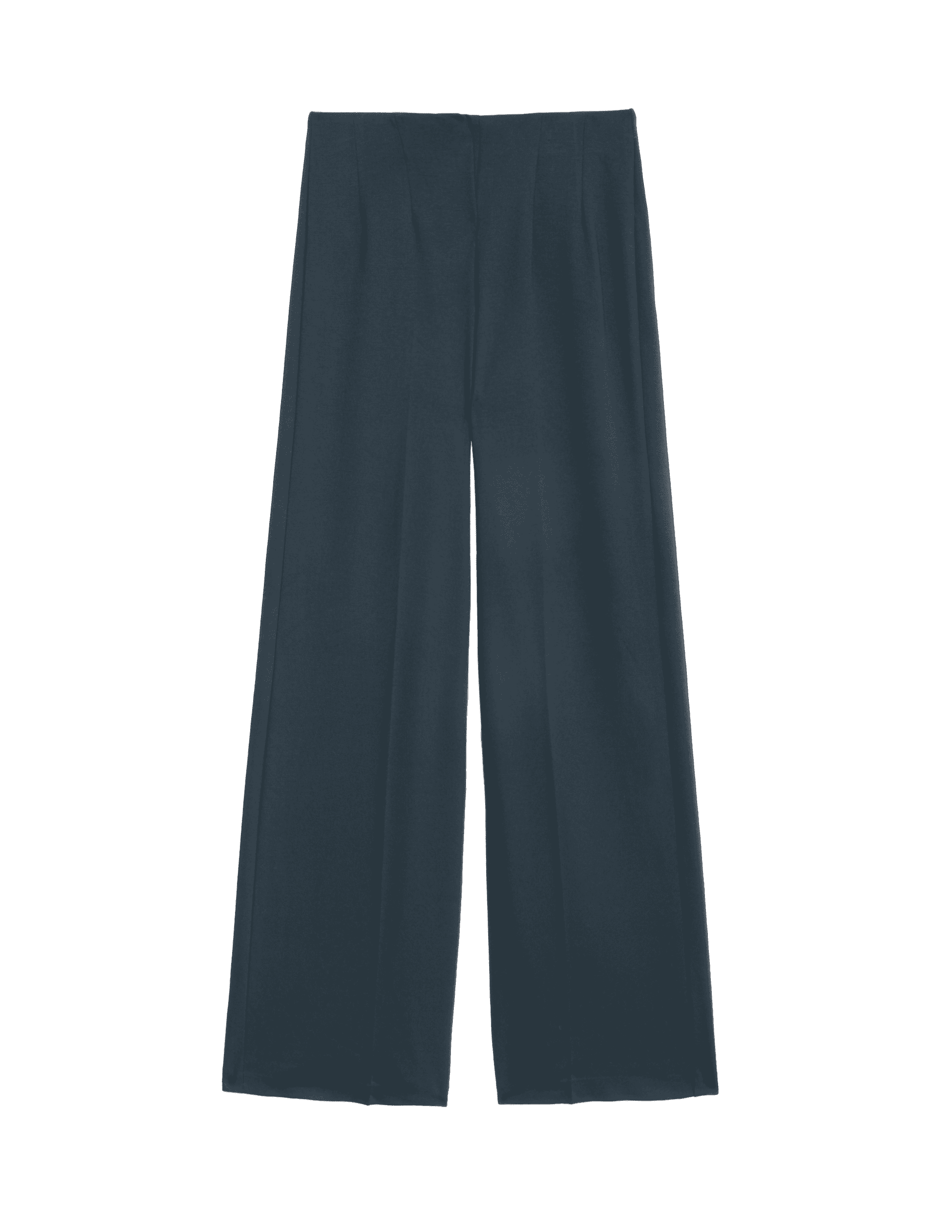 M&S Collection Women's Jersey Wide Leg Trousers with Stretch - 14SHT - Dark Navy, Black,Dark Navy