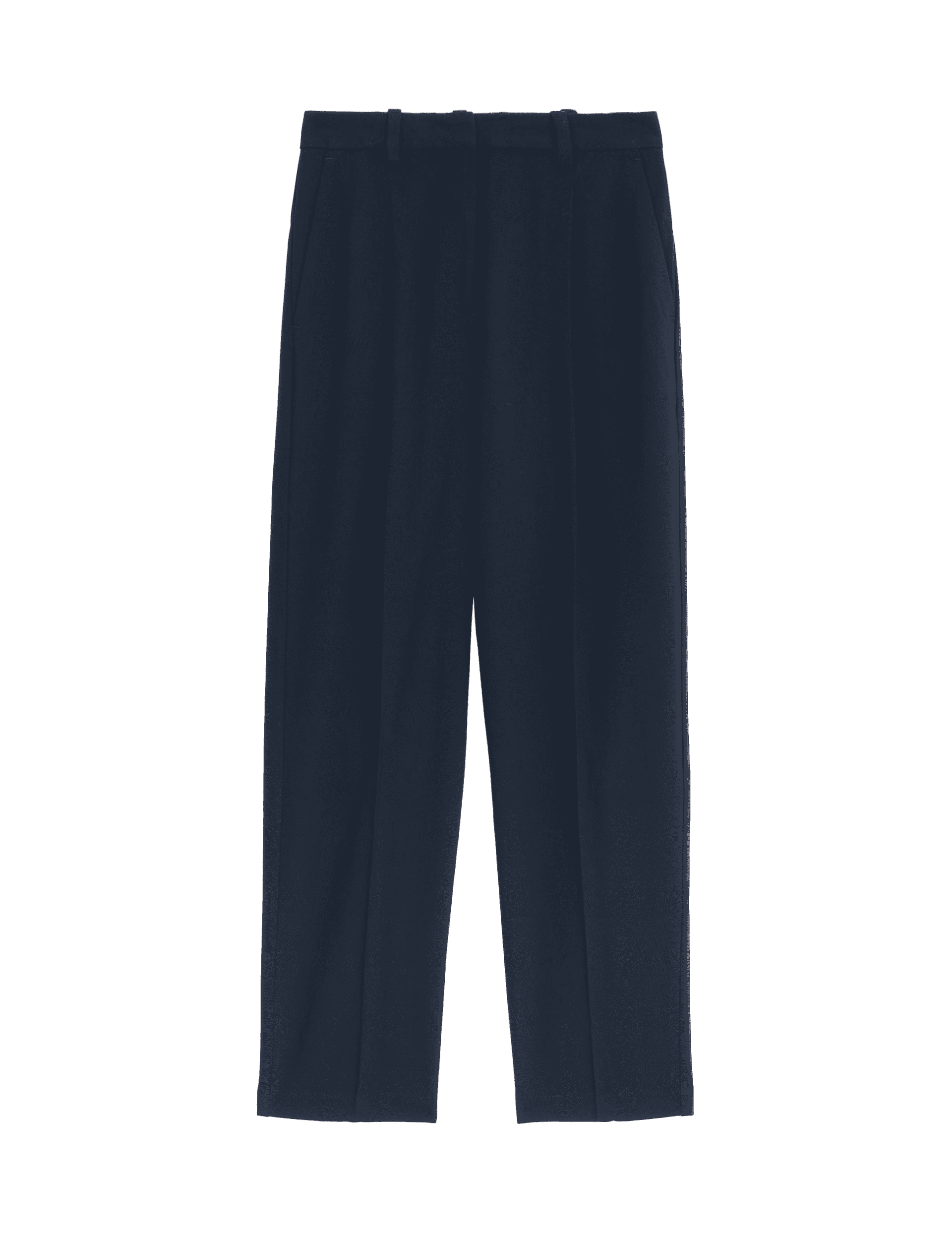 M&S Collection Women's Pleat Front Tapered Ankle Grazer Trousers - 14SHT - Dark Navy, Dark Navy,Blac