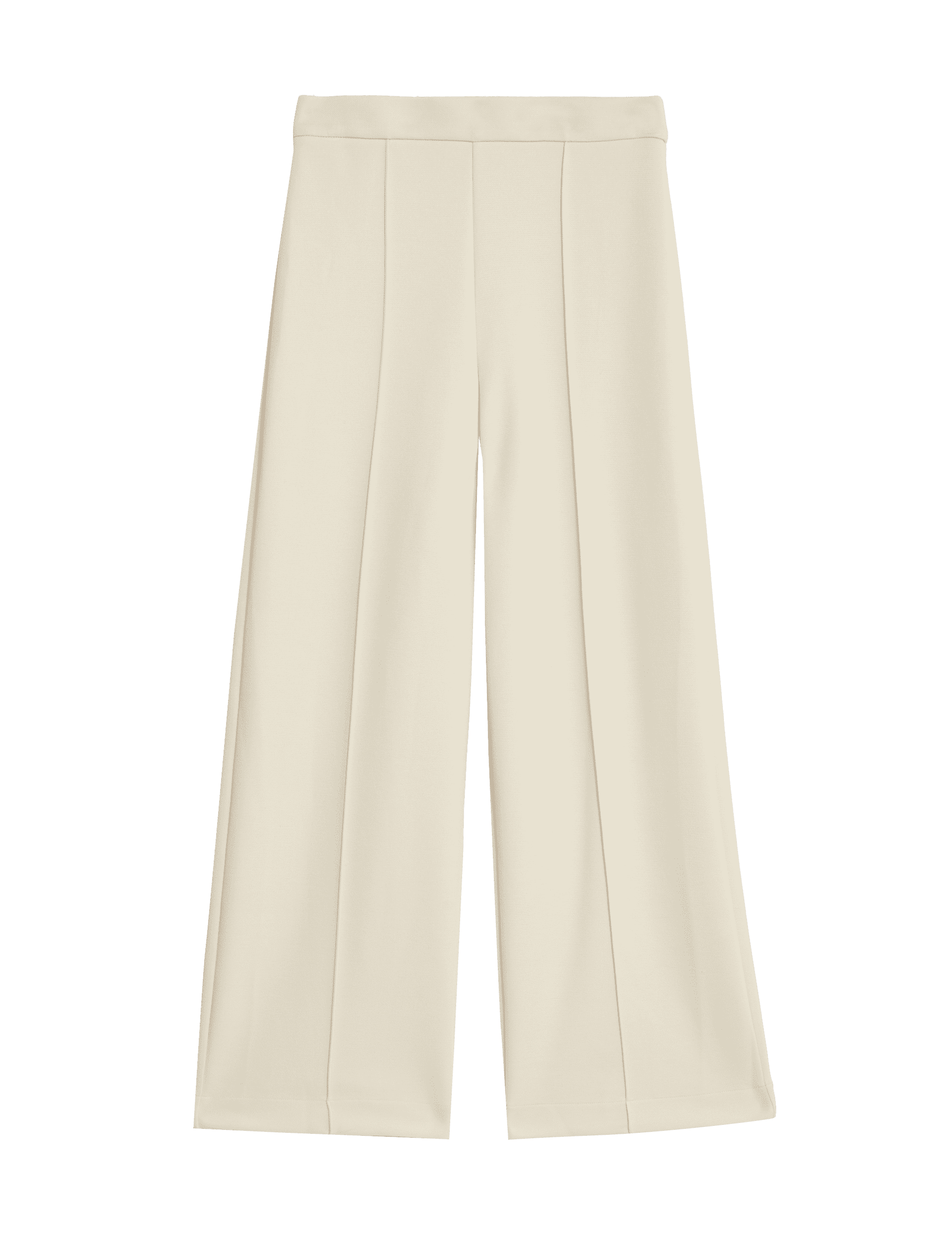 M&S Collection Women's Jersey Elasticated Waist Wide Leg Trousers - 18SHT - Ecru, Bitter Chocolate,D