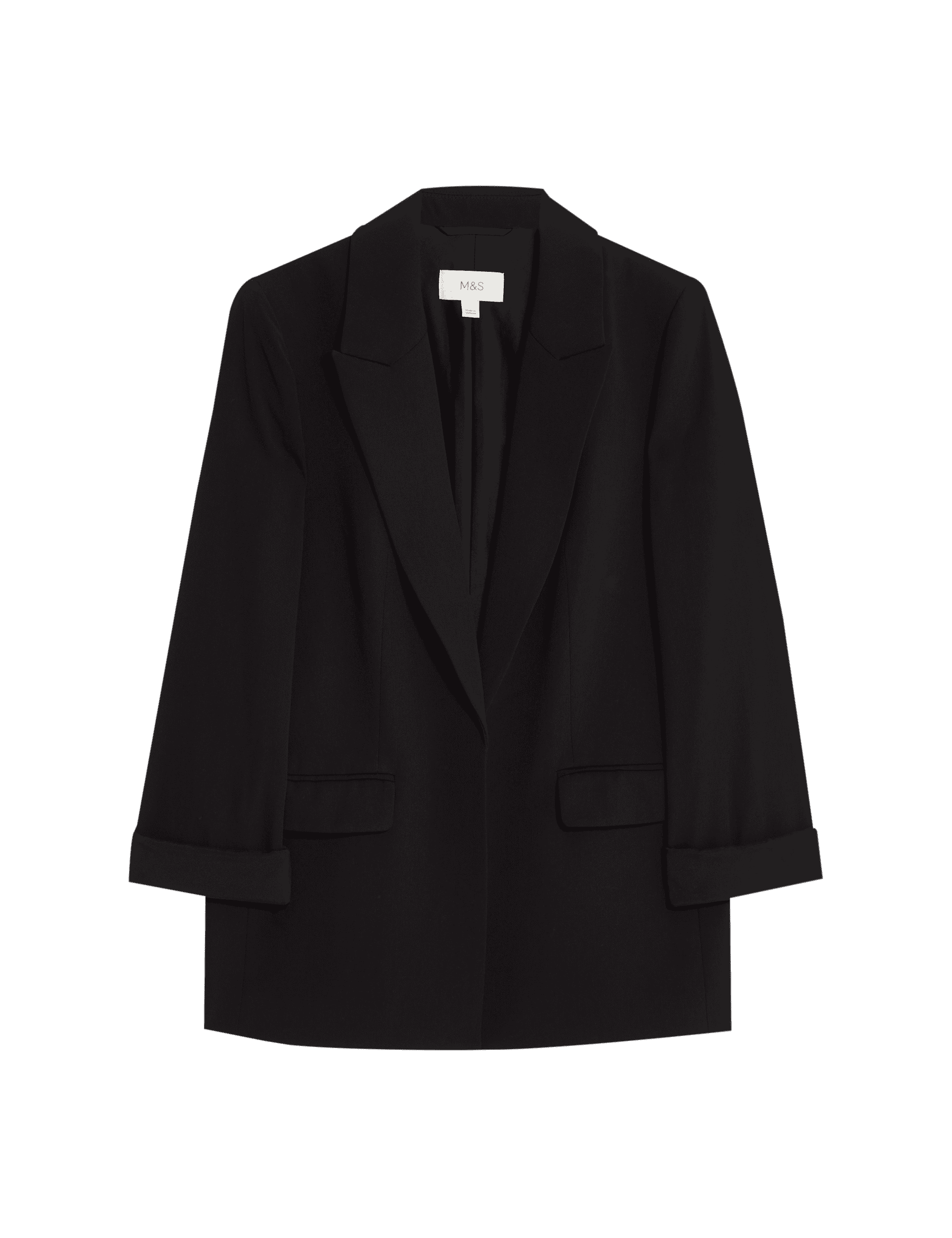 M&S Collection Women's Relaxed Single Breasted Blazer - 12 - Black, Black,Cornflower,Beige