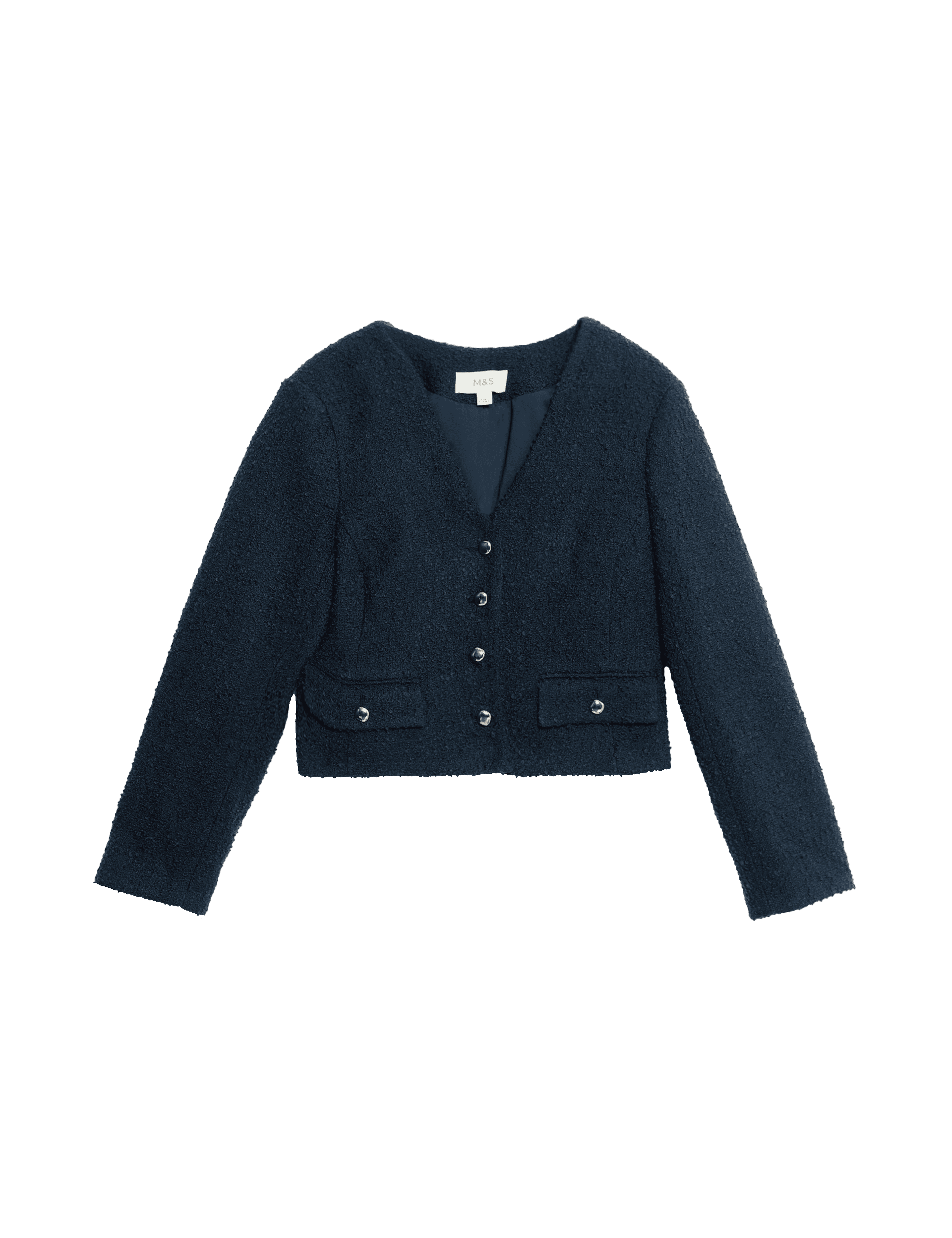 M&S Collection Women's V Neck Jacket with Wool - 12 - Dark Navy, Dark Navy