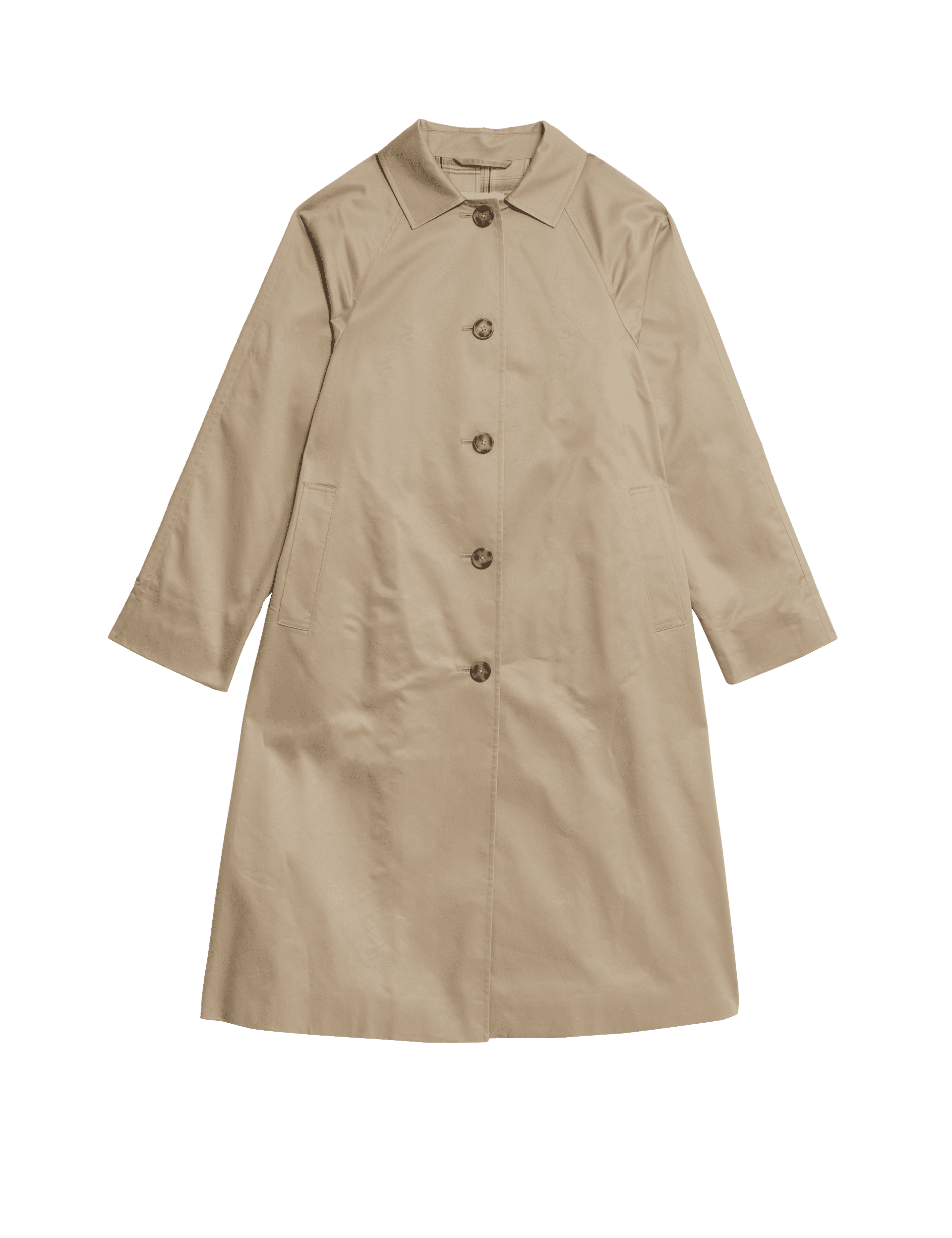 M&S Collection Women's Cotton Rich Stormwear Longline Car Coat - 14REG - Natural Beige, Natural Bei