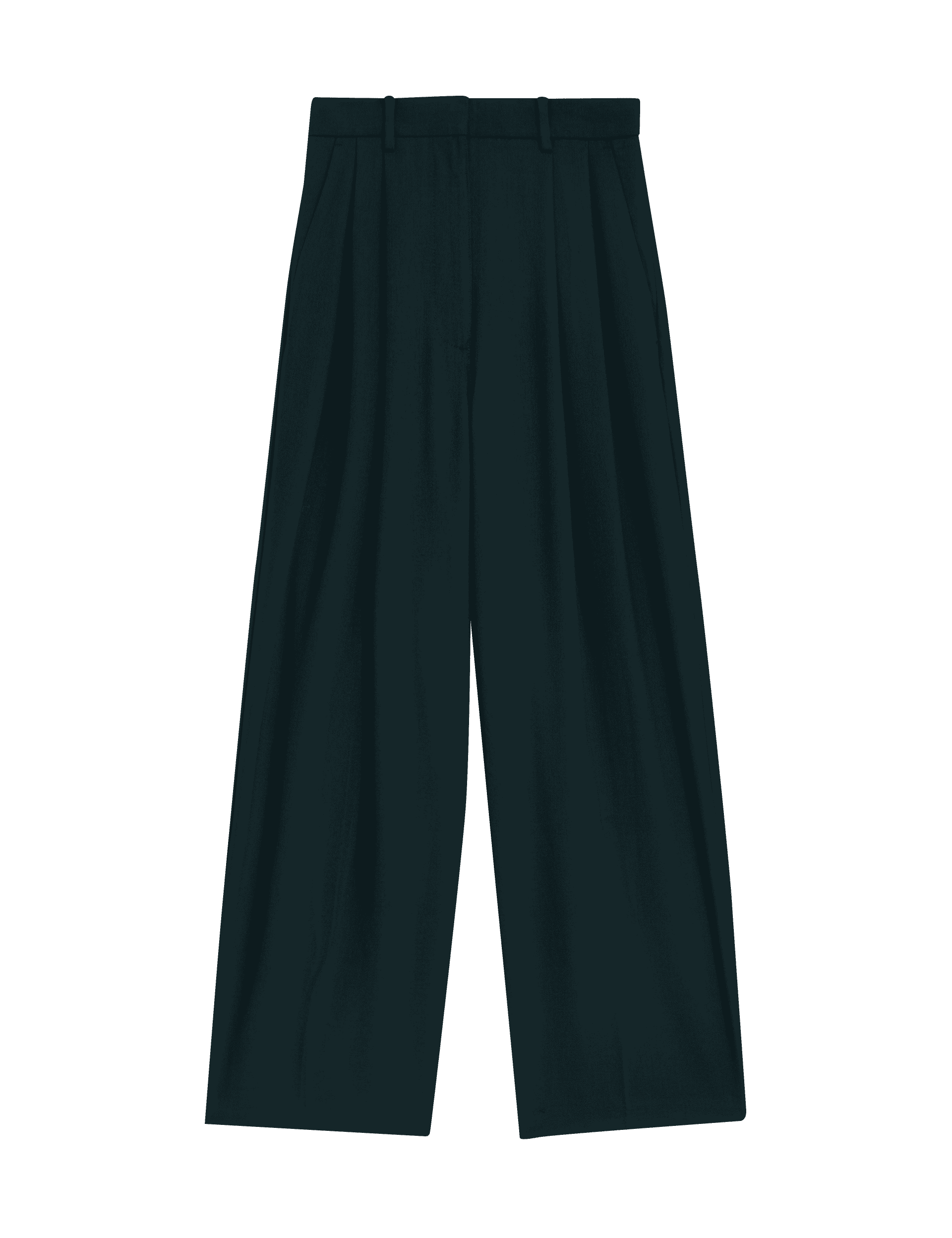 M&S Collection Women's Pleat Front Wide Leg Trousers - 16SHT - Dark Green, Dark Green