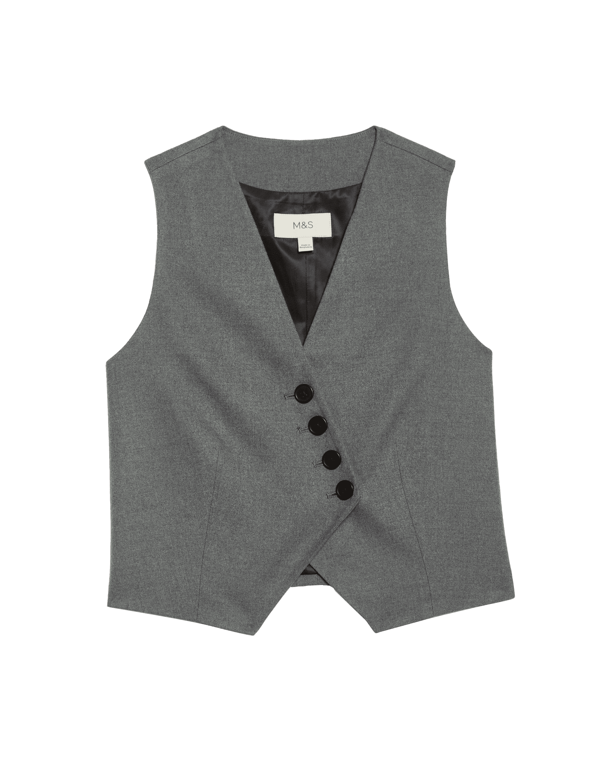 M&S Collection Women's Flannel Tailored Waistcoat - 14 - Grey, Grey