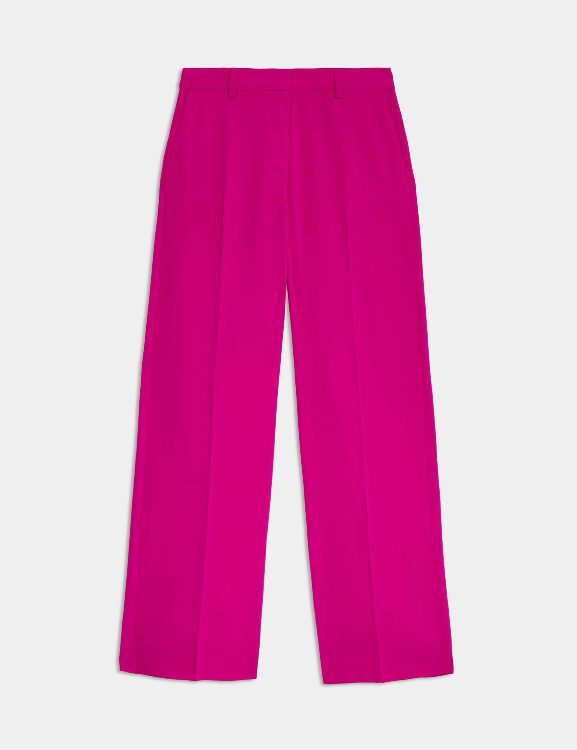 M&S Women's Crepe Tailored Straight Leg Trousers - 14REG - Fuchsia, Dark Airforce,Fuchsia,Citrus