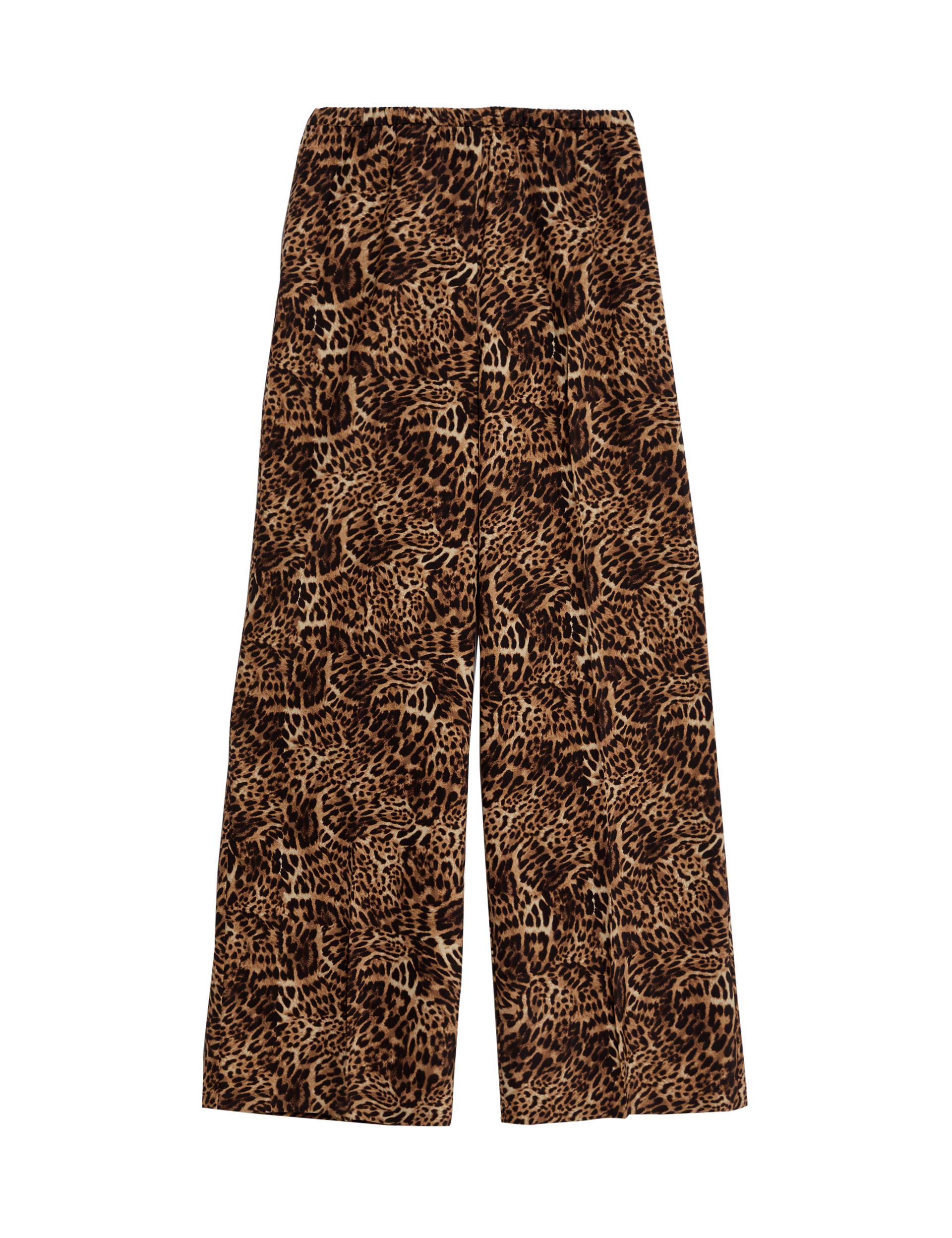 M&S Collection Women's Animal Print Wide Leg Trousers - 12REG - Brown Mix, Brown Mix