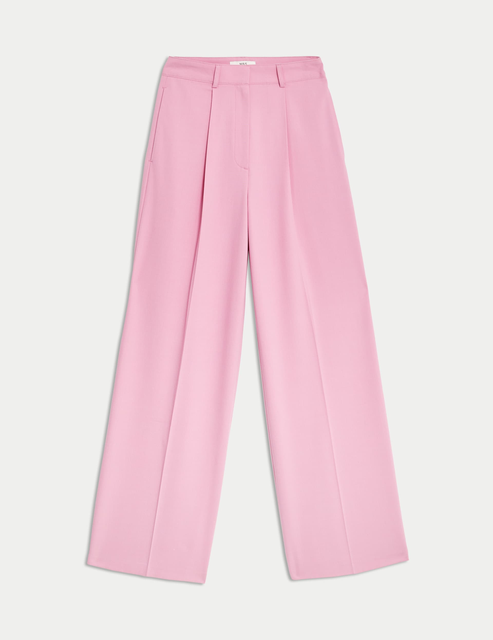 M&S Women's Woven Pleat Front Wide Leg Trousers - 16SHT - Rose, Rose