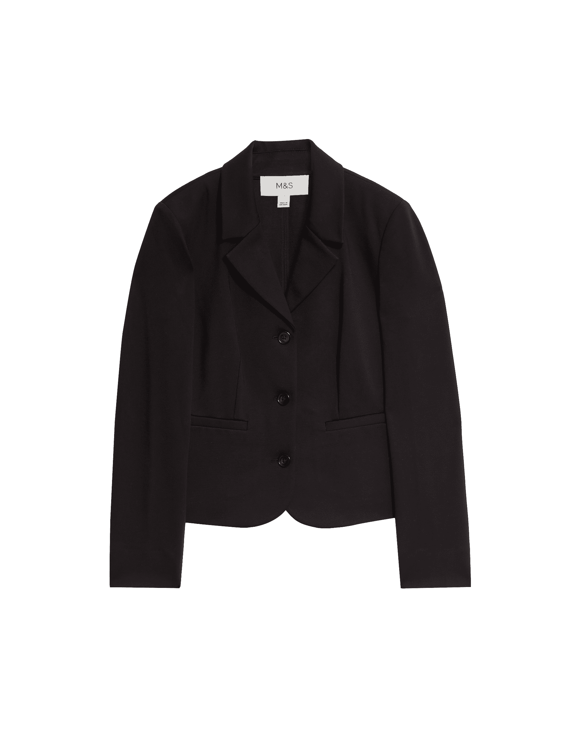 M&S Collection Women's Jersey Single Breasted Blazer Jacket - 12 - Black, Black