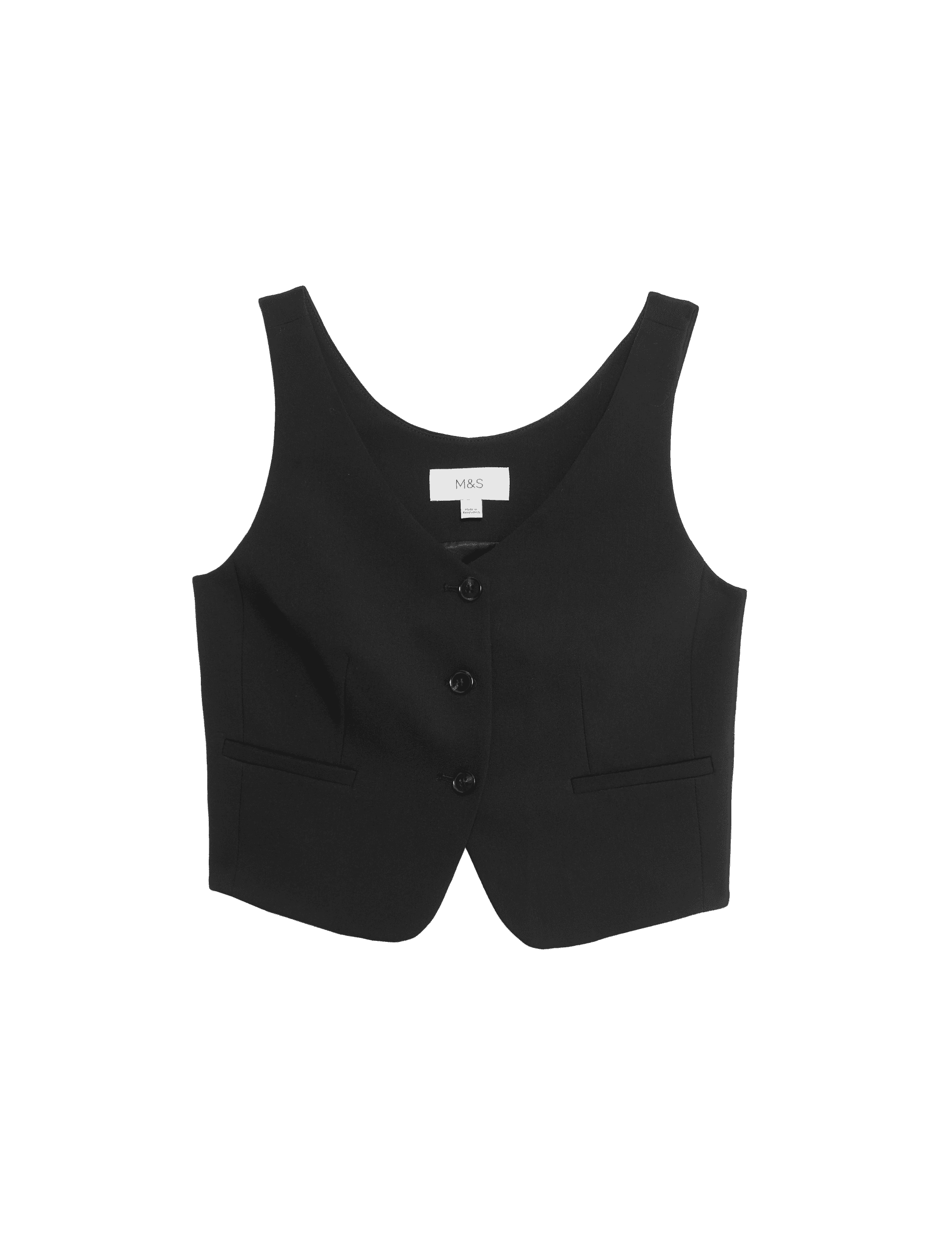 M&S Collection Women's Tailored Waistcoat - 12 - Black, Ecru,Black