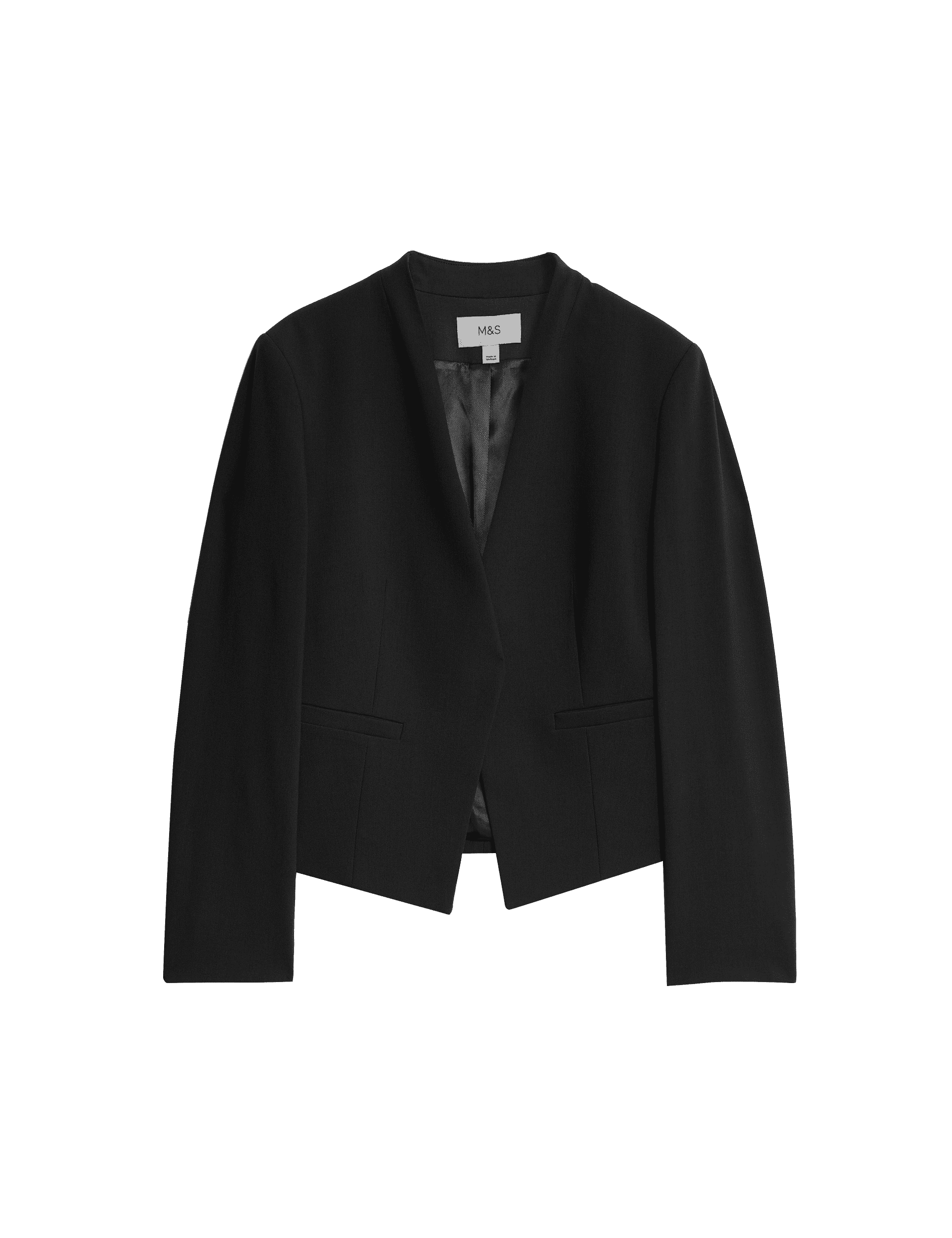 M&S Collection Women's Collarless Blazer - 12 - Black, Black,Thunder