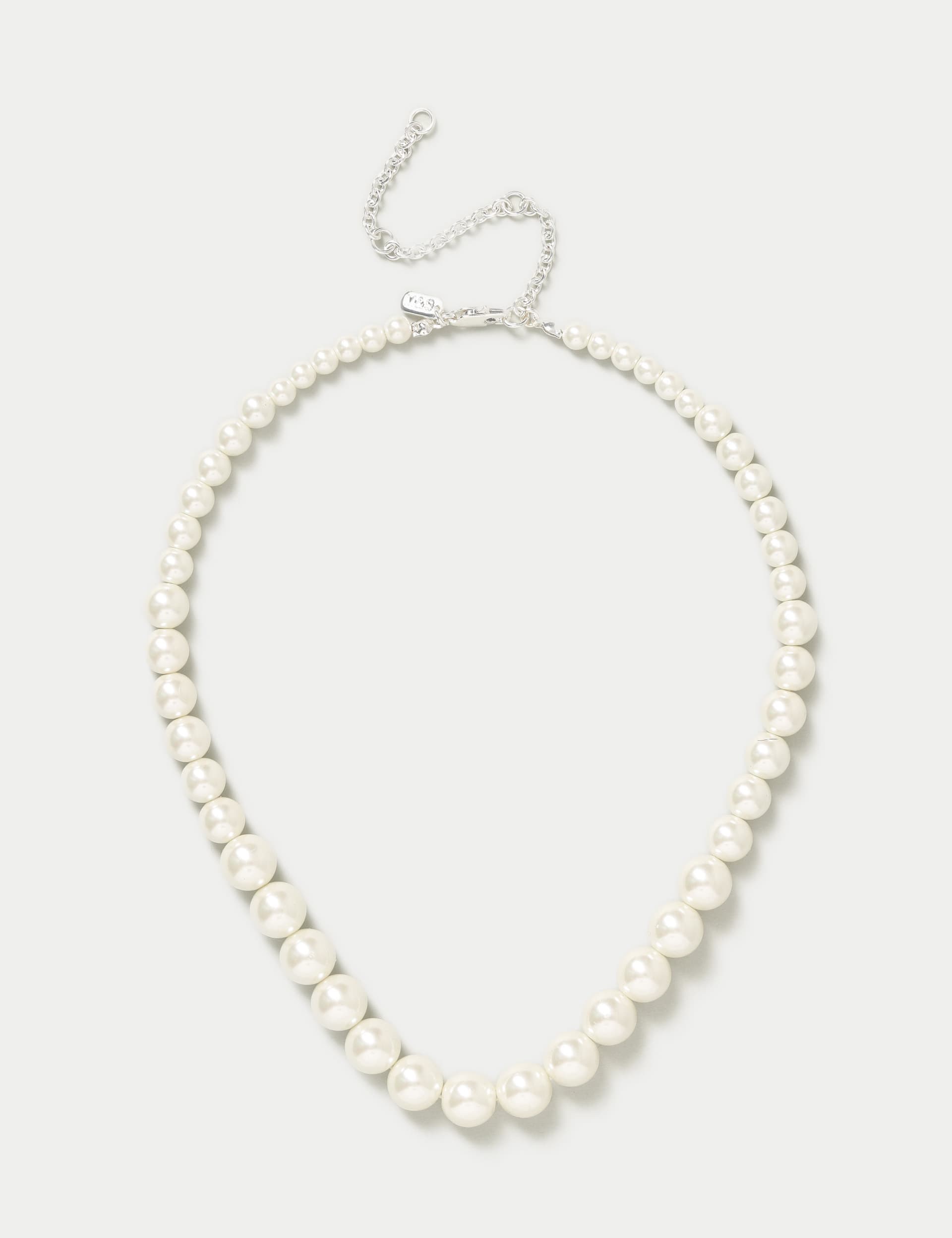 M&S Women's Graduated Pearl Necklace - White, White