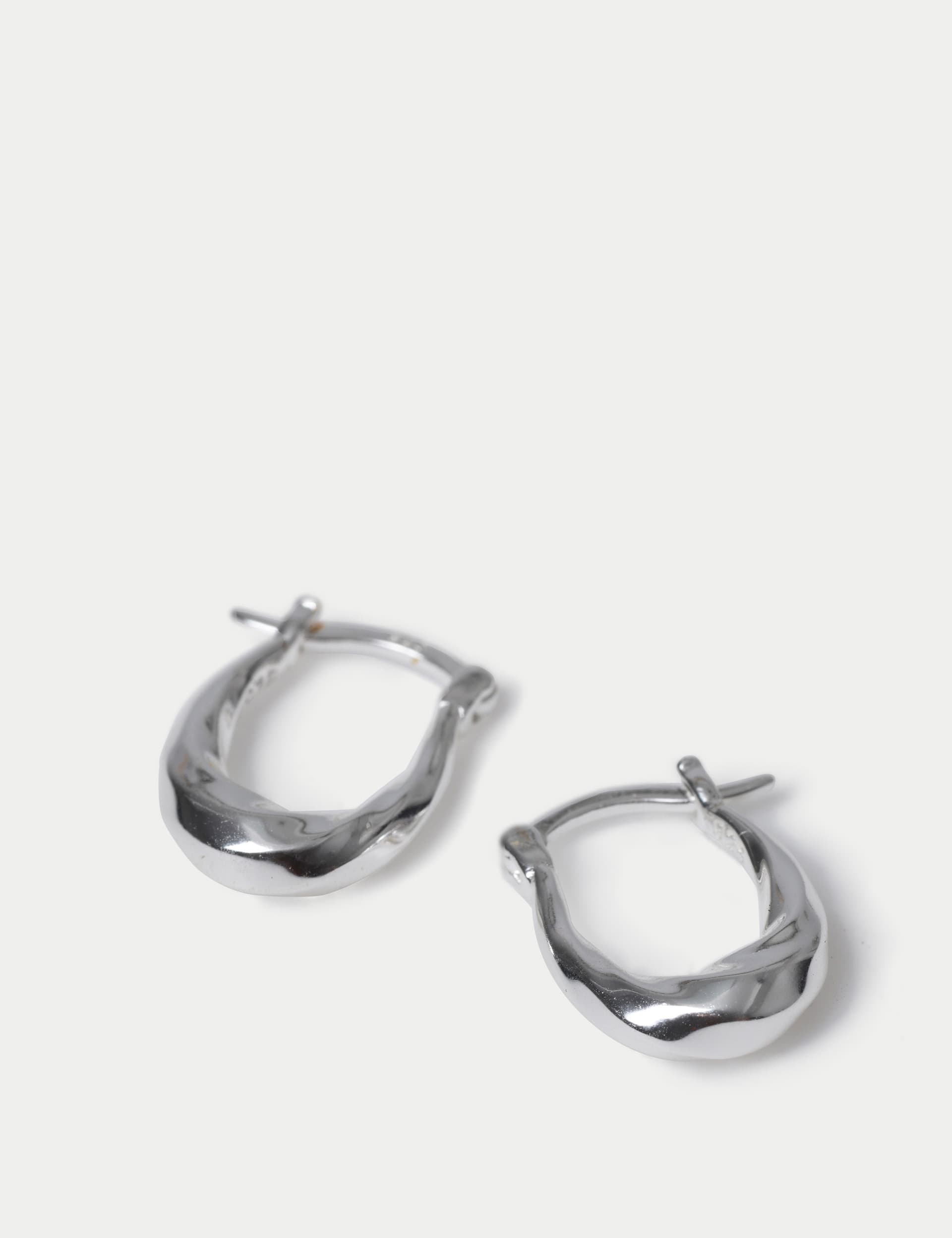 Autograph Women's Sterling Silver Small Etched Hoops  Silver