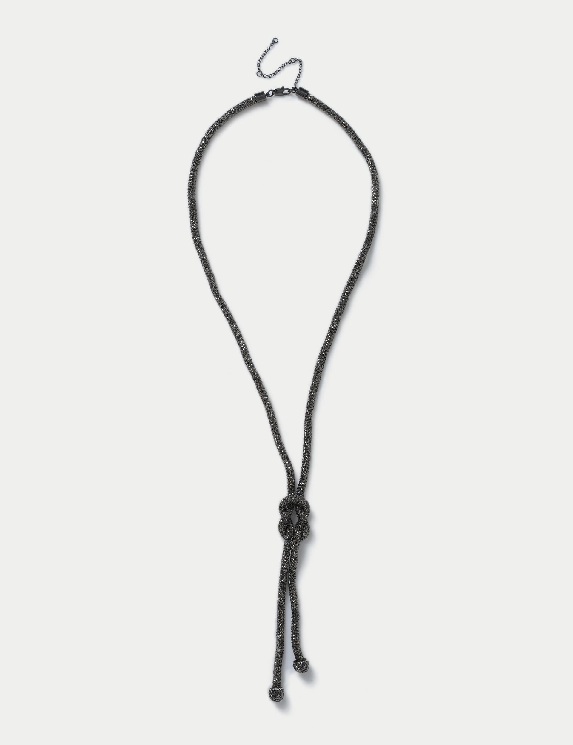 M&S Women's Knot Lariat Long Necklace - Gunmetal, Gunmetal