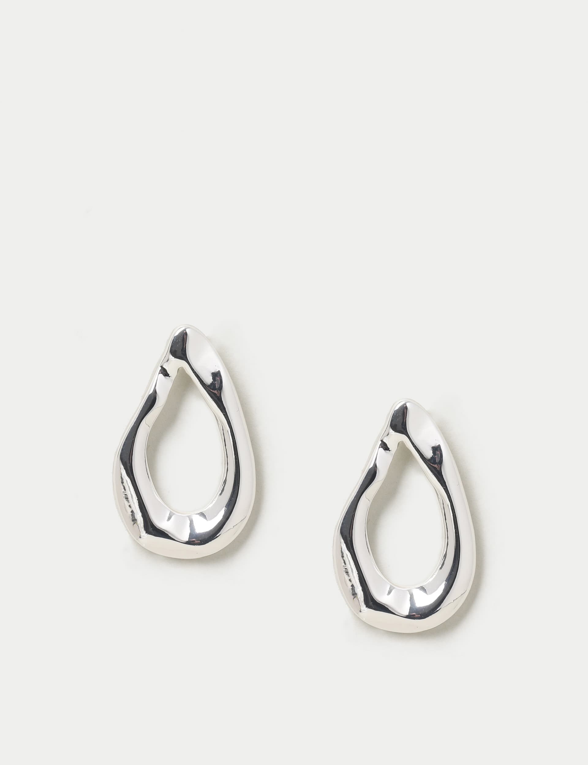M&S Women's Silver Tone Oversized Stud Earrings  Silver