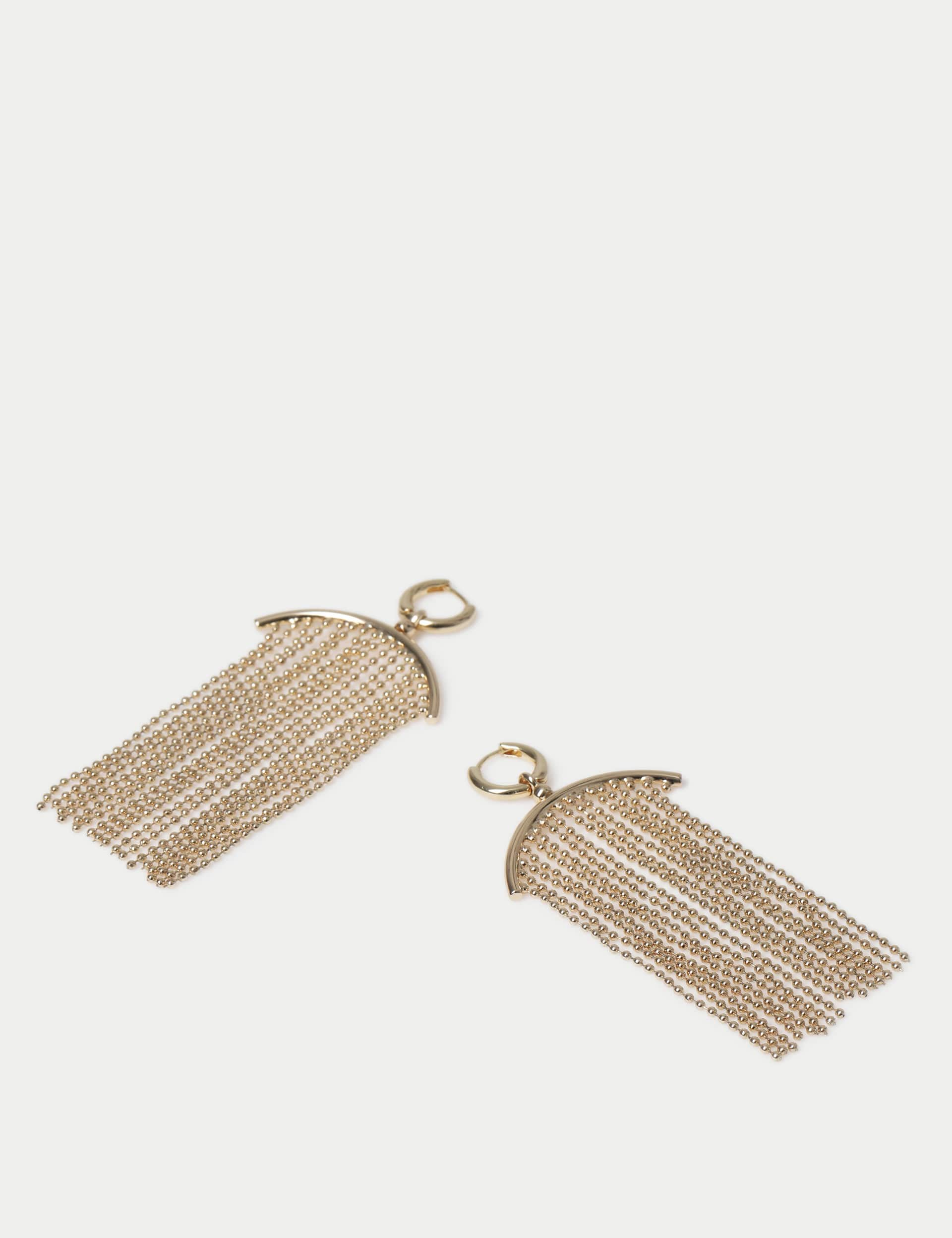 M&S Women's Gold Tone Tassel Statement Drop Earrings, Gold