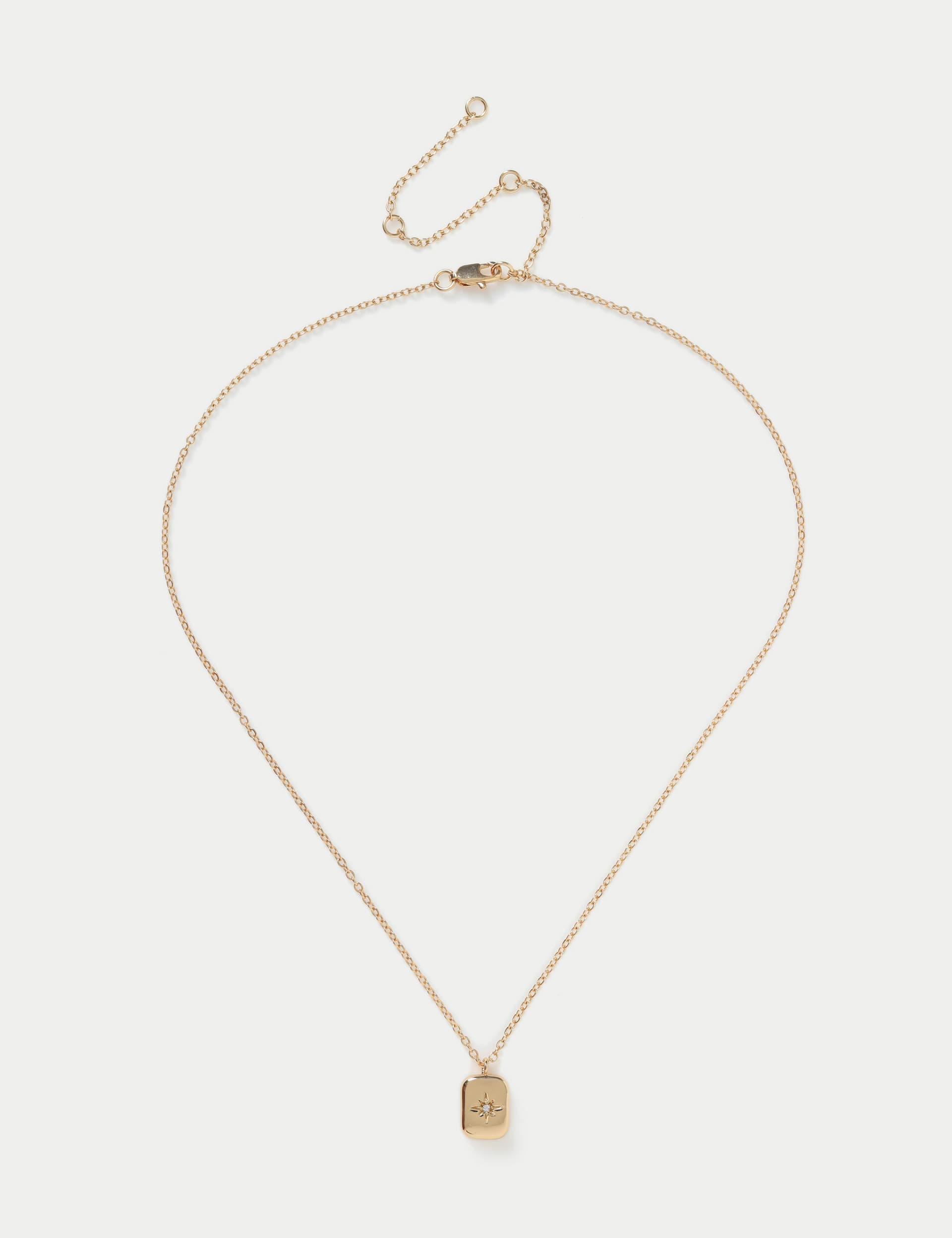 M&S Women's 14ct Gold Plated April Birthstone Necklace - Diamante, Diamante