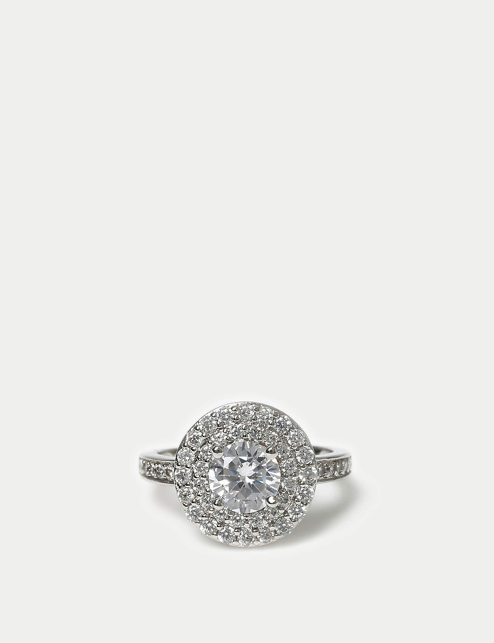 M&S Women's Platinum Plated Circle Stone Ring