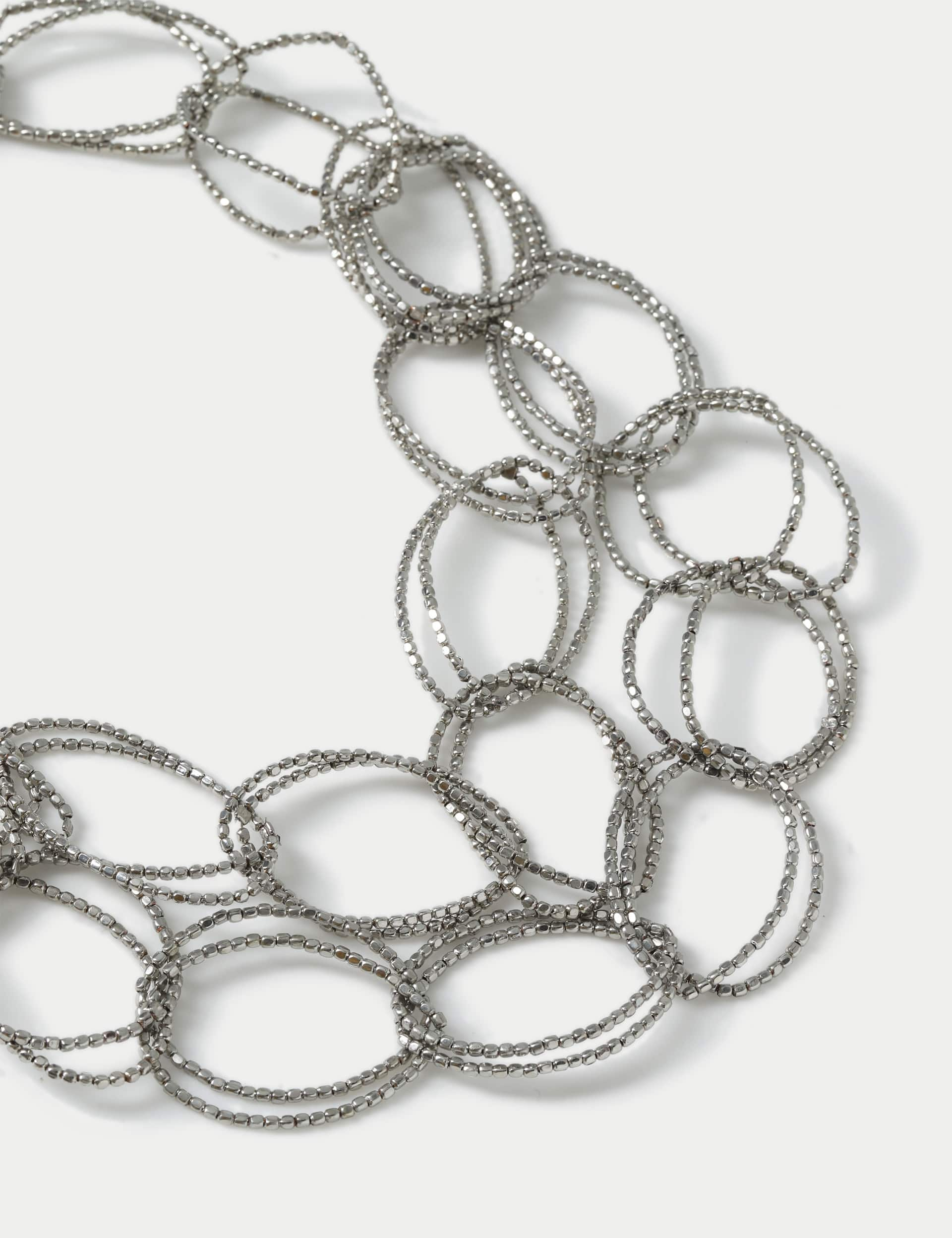 M&S Collection Women's Circular Outline Detail Necklace - Silver, Silver